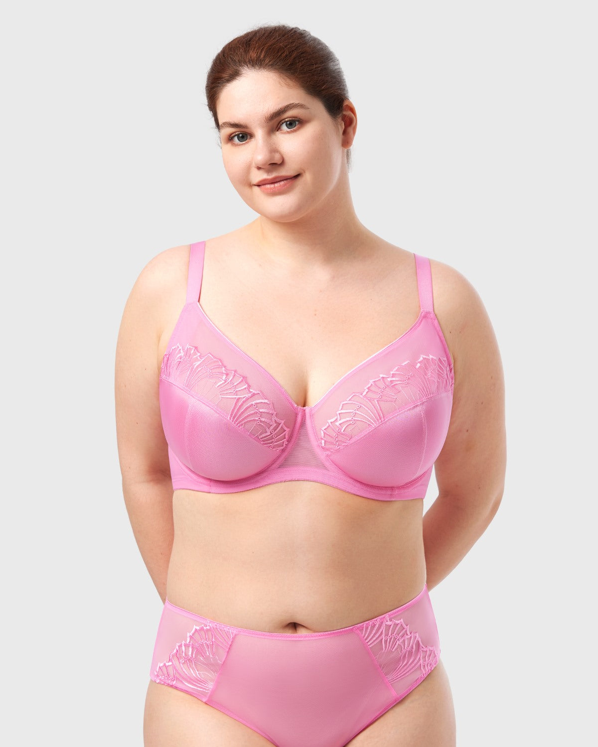 HSlA Pearl Shimmer Unlined Plus Size Full Coverage Underwire Comfortable Bra - HSIA
