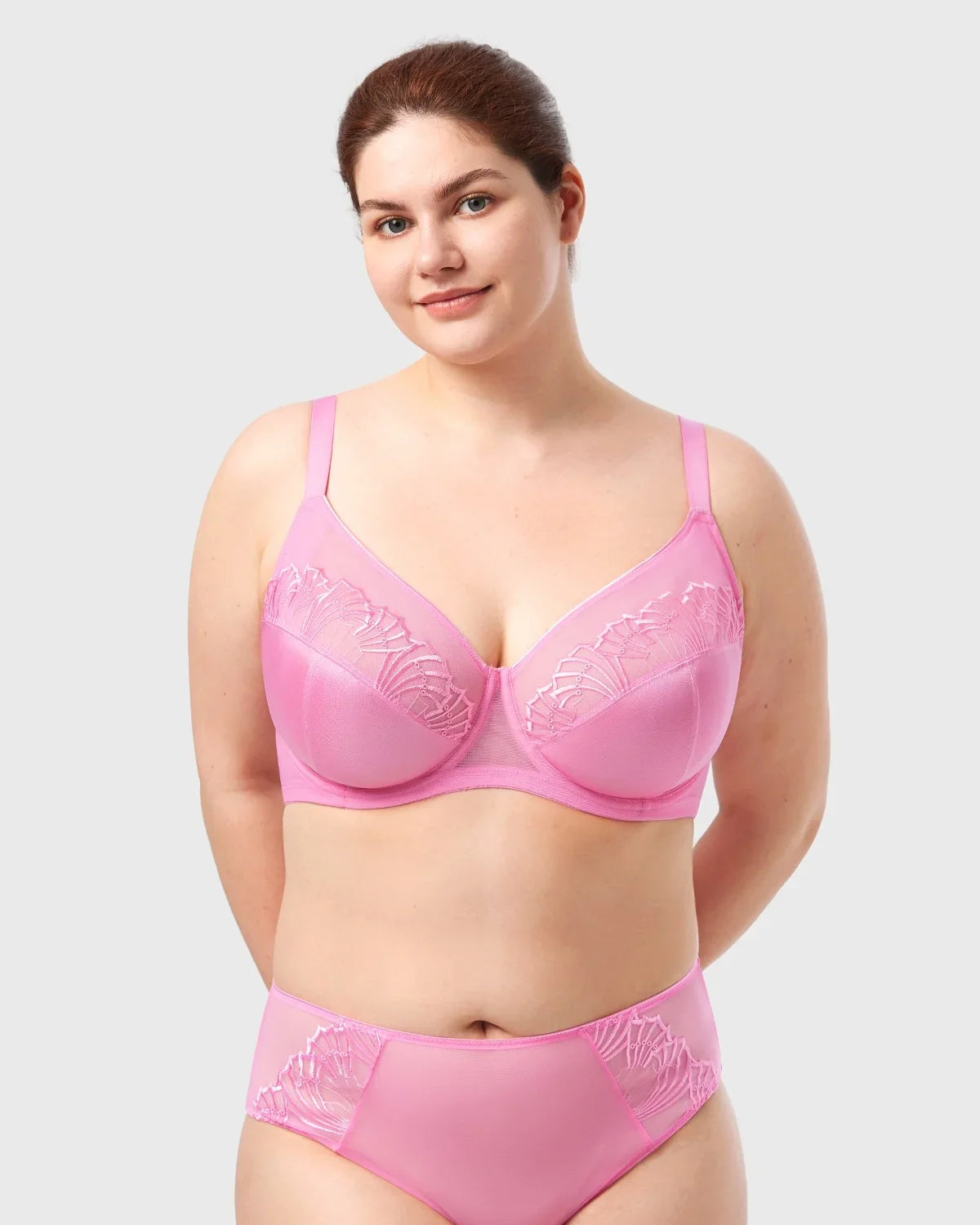 HSlA Pearl Shimmer Unlined Plus Size Full Coverage Underwire Comfortable Bra - HSIA