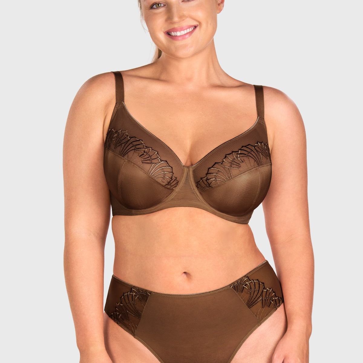 HSlA Pearl Shimmer Unlined Plus Size Full Coverage Underwire Comfortable Bra - HSIA