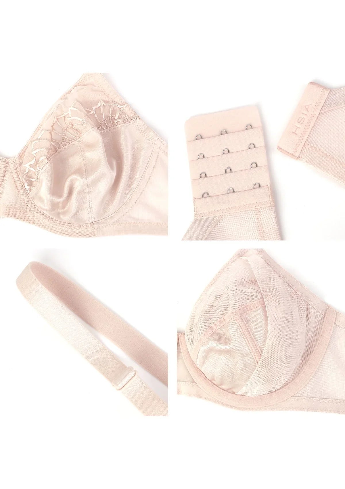 HSlA Pearl Shimmer Unlined Plus Size Full Coverage Underwire Comfortable Bra - HSIA