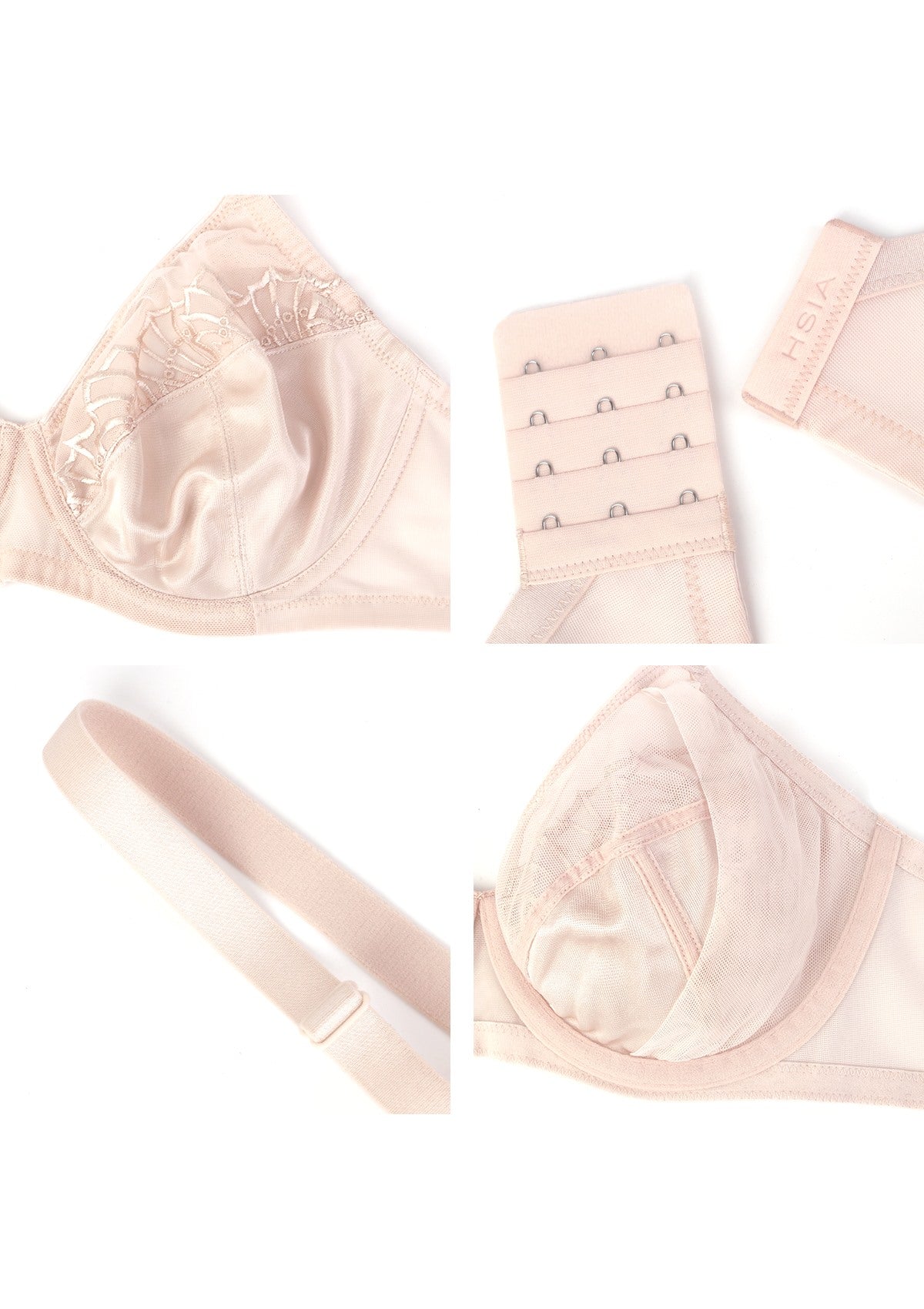 HSlA Pearl Shimmer Unlined Plus Size Full Coverage Underwire Comfortable Bra - HSIA