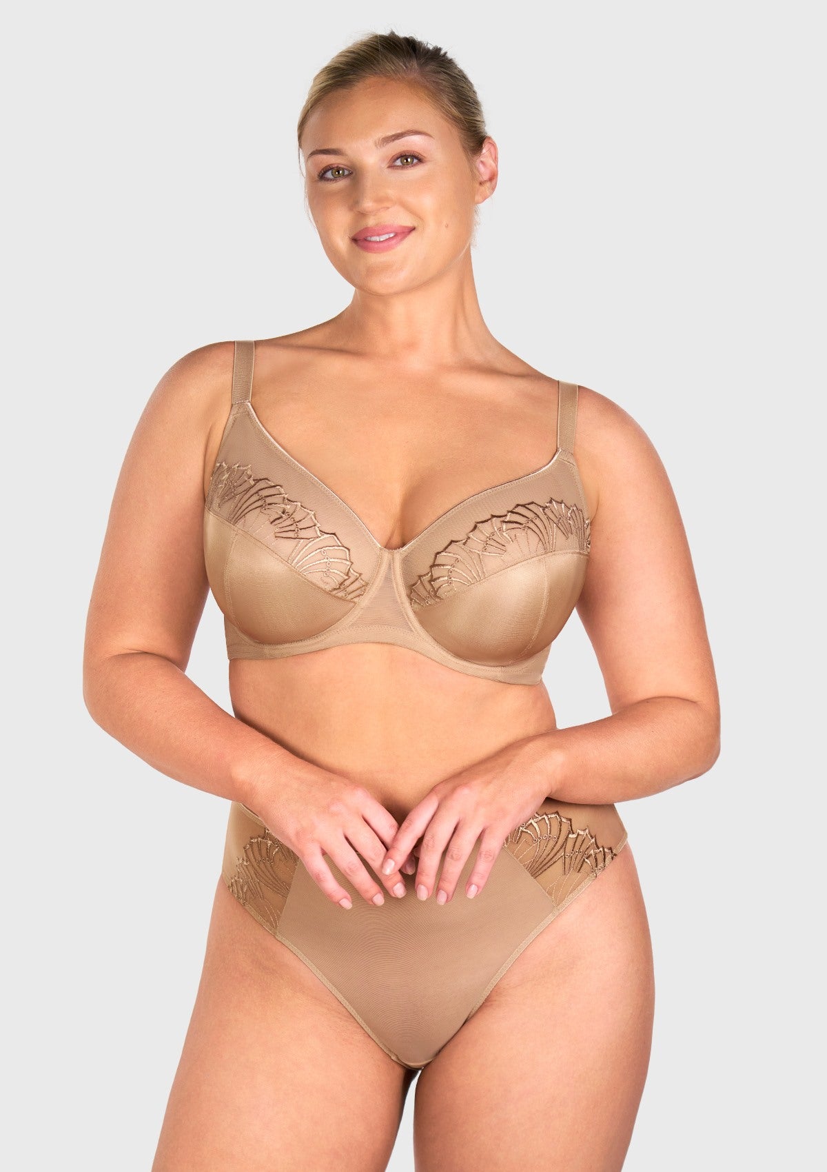 HSlA Pearl Shimmer Unlined Plus Size Full Coverage Underwire Comfortable Bra - HSIA