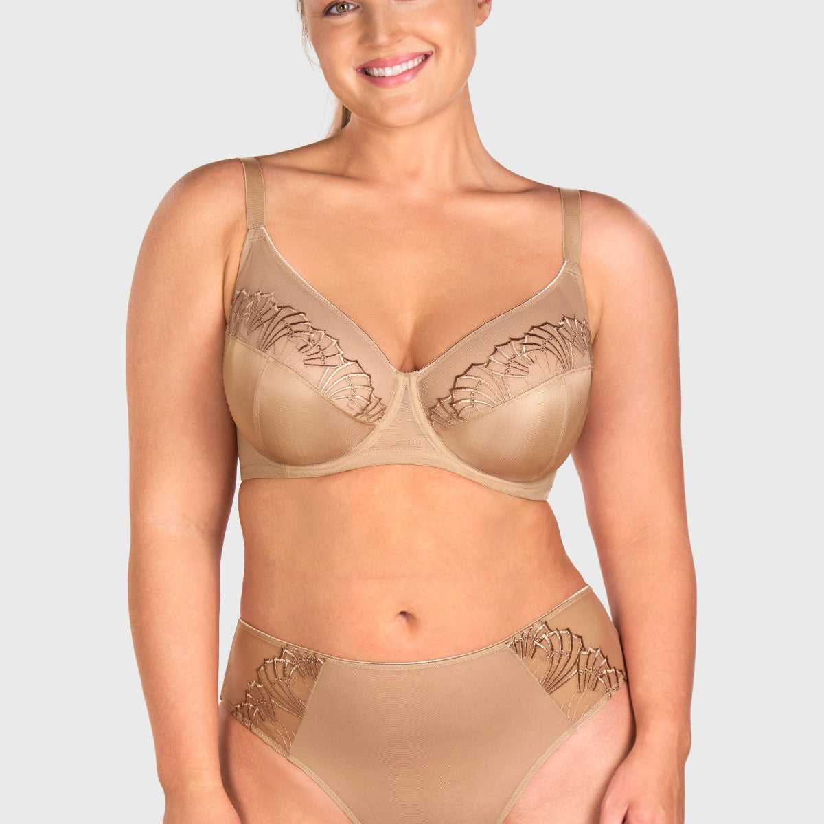HSlA Pearl Shimmer Unlined Plus Size Full Coverage Underwire Comfortable Bra - HSIA