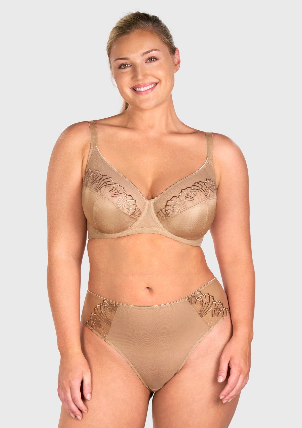 HSlA Pearl Shimmer Unlined Plus Size Full Coverage Underwire Comfortable Bra - HSIA
