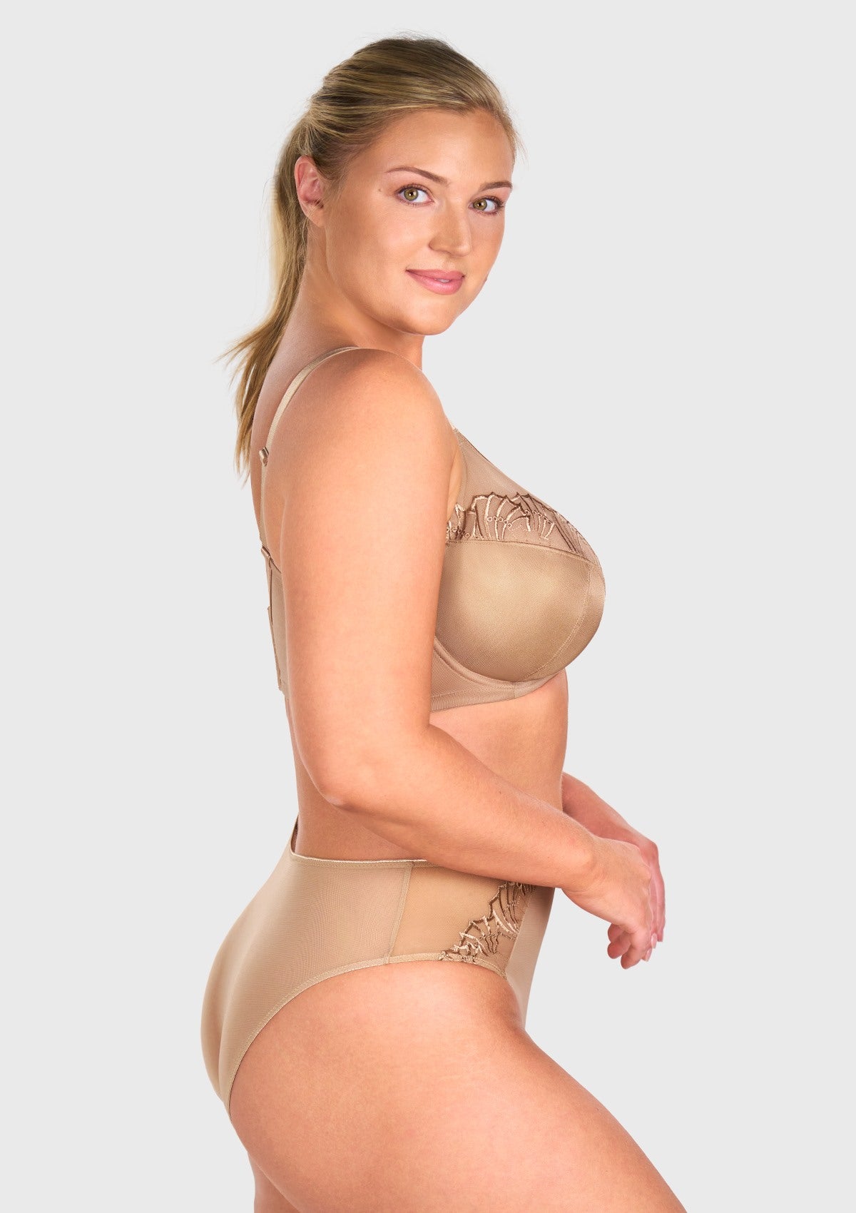 HSlA Pearl Shimmer Unlined Plus Size Full Coverage Underwire Comfortable Bra - HSIA