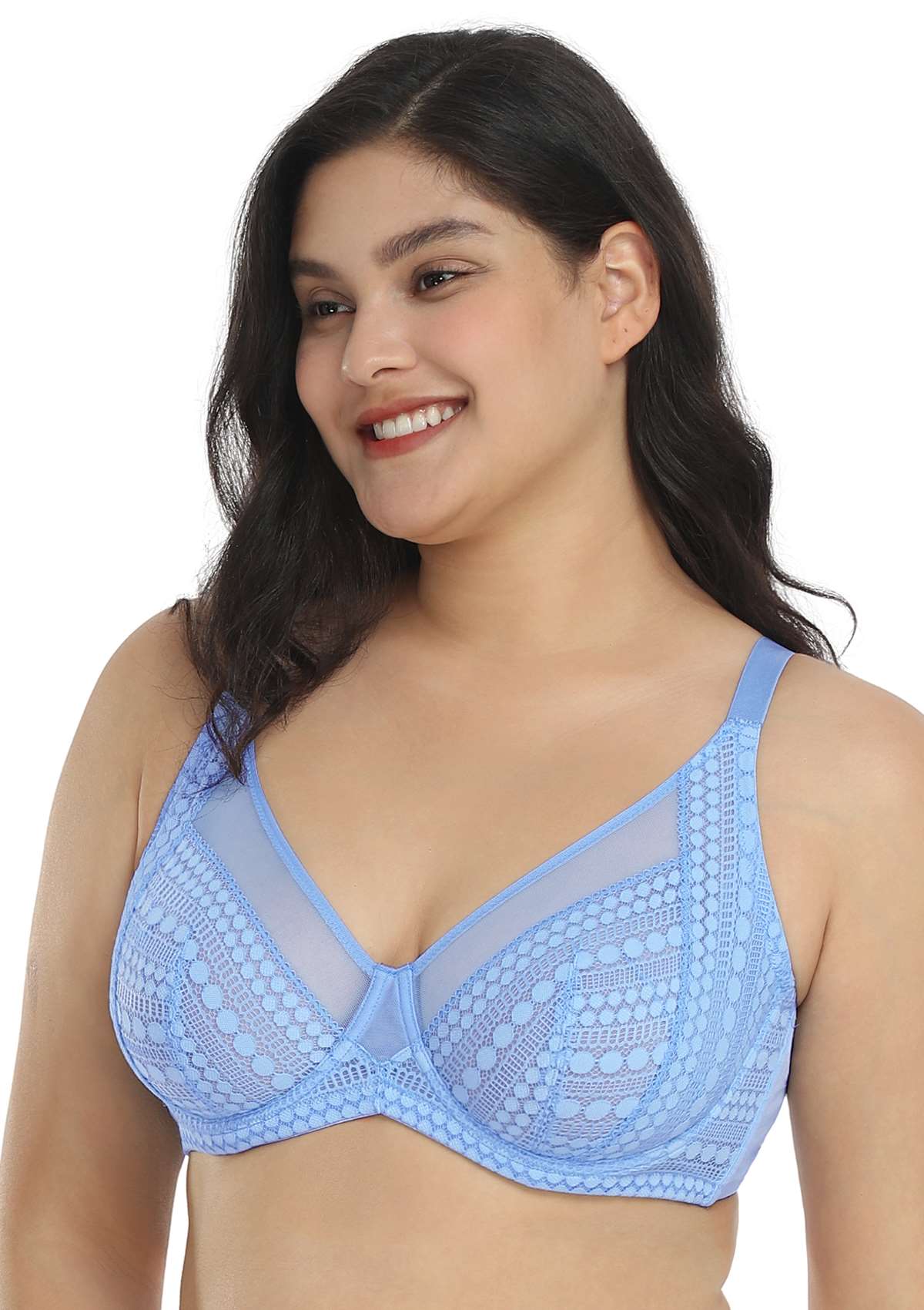 Heroine Polka Dot Sexy Lace Unlined Bra - HSIA