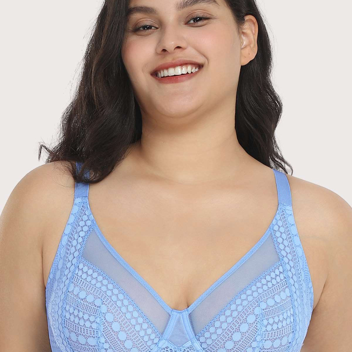 Heroine Polka Dot Sexy Lace Unlined Bra - HSIA