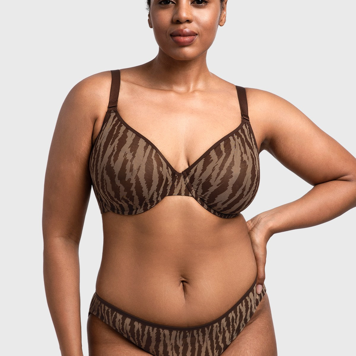 Zebra Wild Black Unlined Underwire Mesh Bra - HSIA