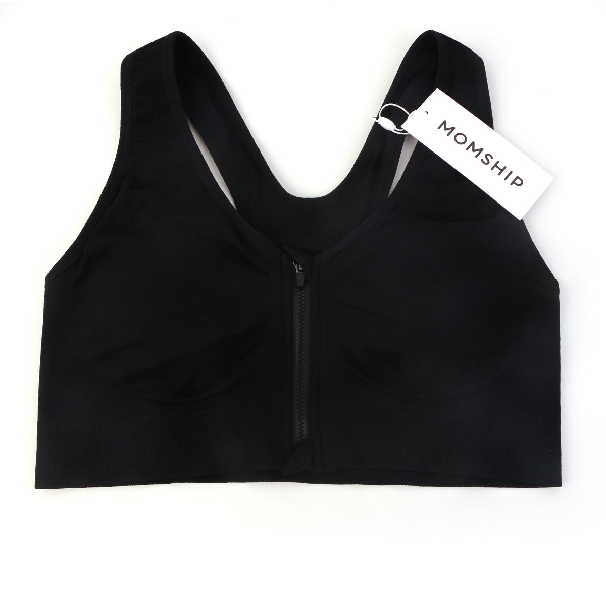 MOMSHIP Front Zip Medium-Impact Sports Bra - HSIA
