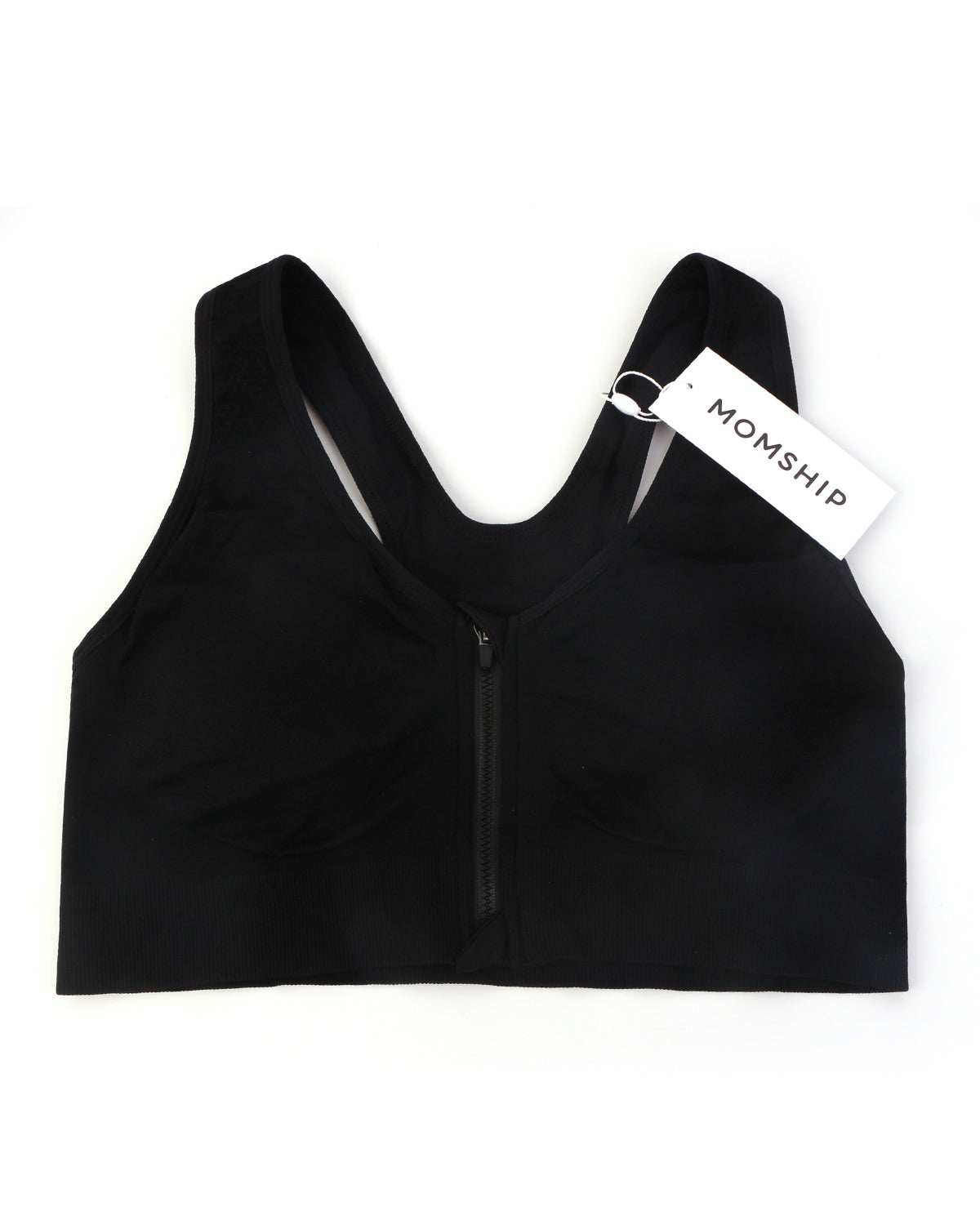 MOMSHIP Front Zip Medium-Impact Sports Bra - HSIA