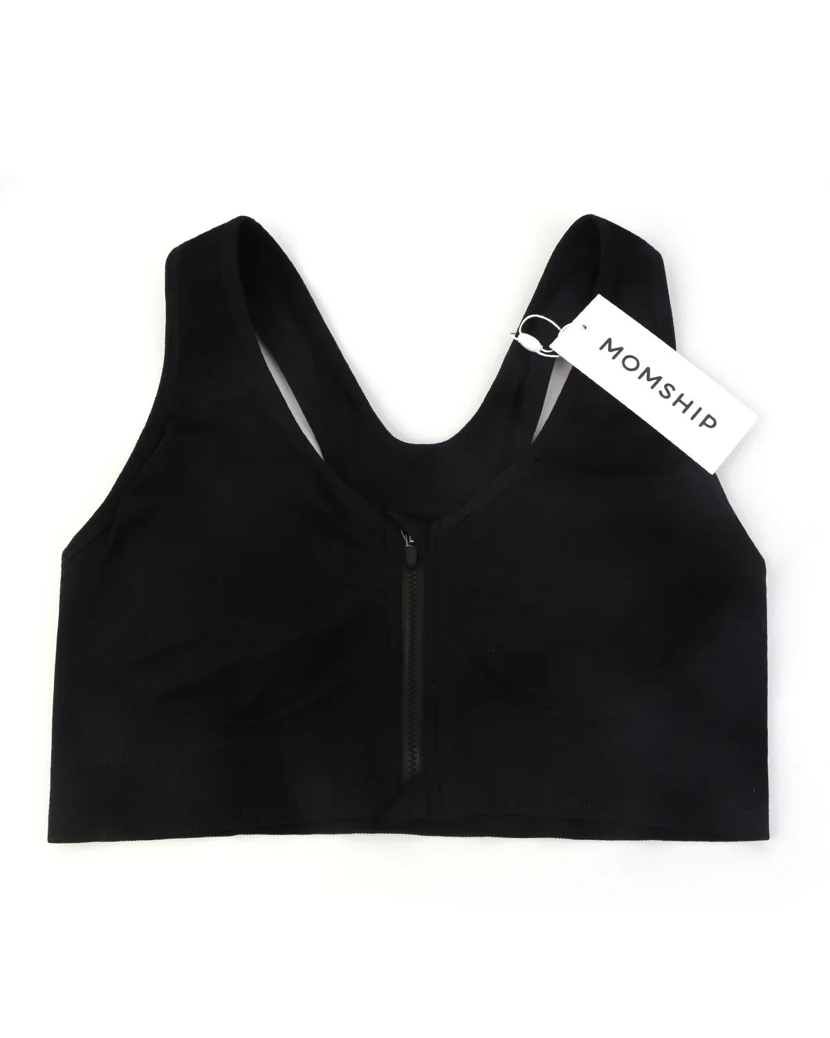 MOMSHIP Front Zip Medium-Impact Sports Bra - HSIA