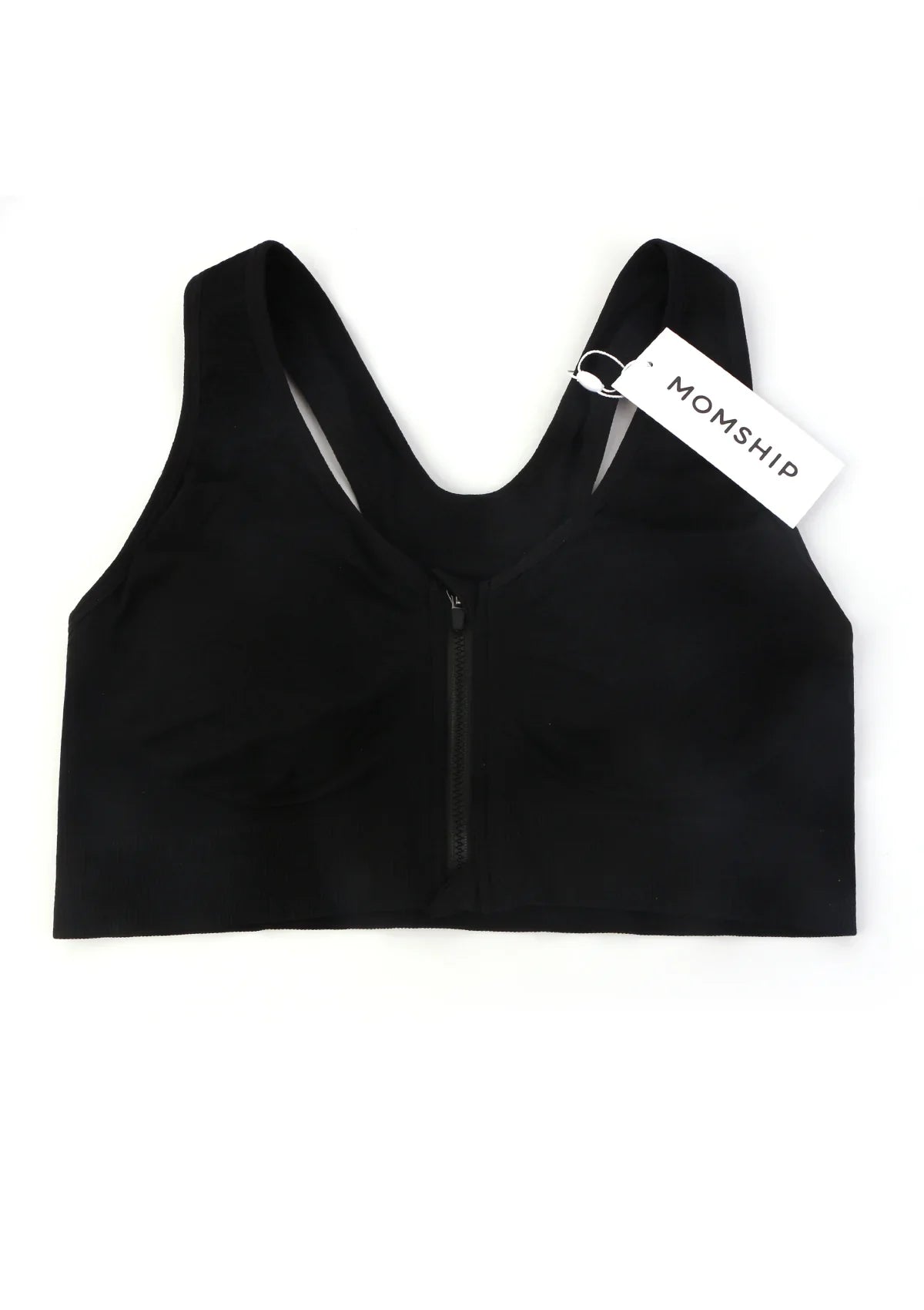 MOMSHIP Front Zip Medium-Impact Sports Bra - HSIA