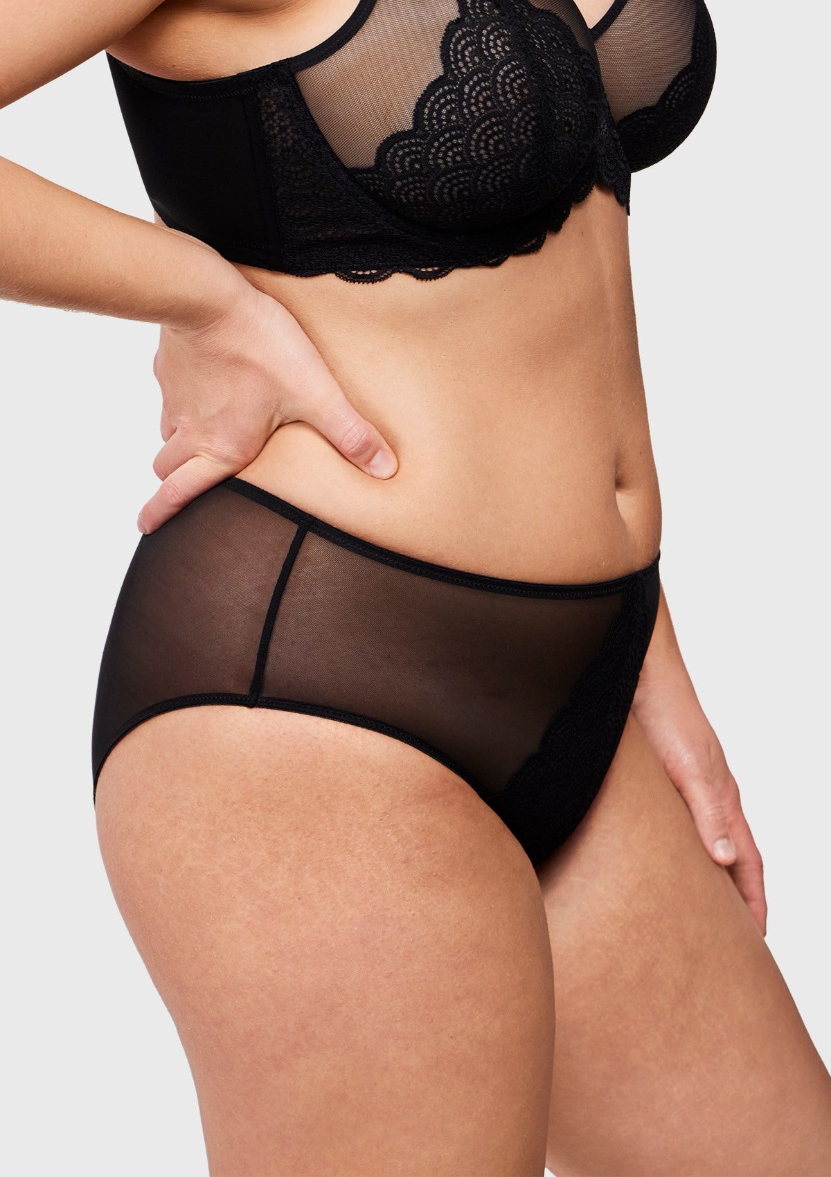 Mermaid High-Rise Black Lace Brief Underwear - HSIA