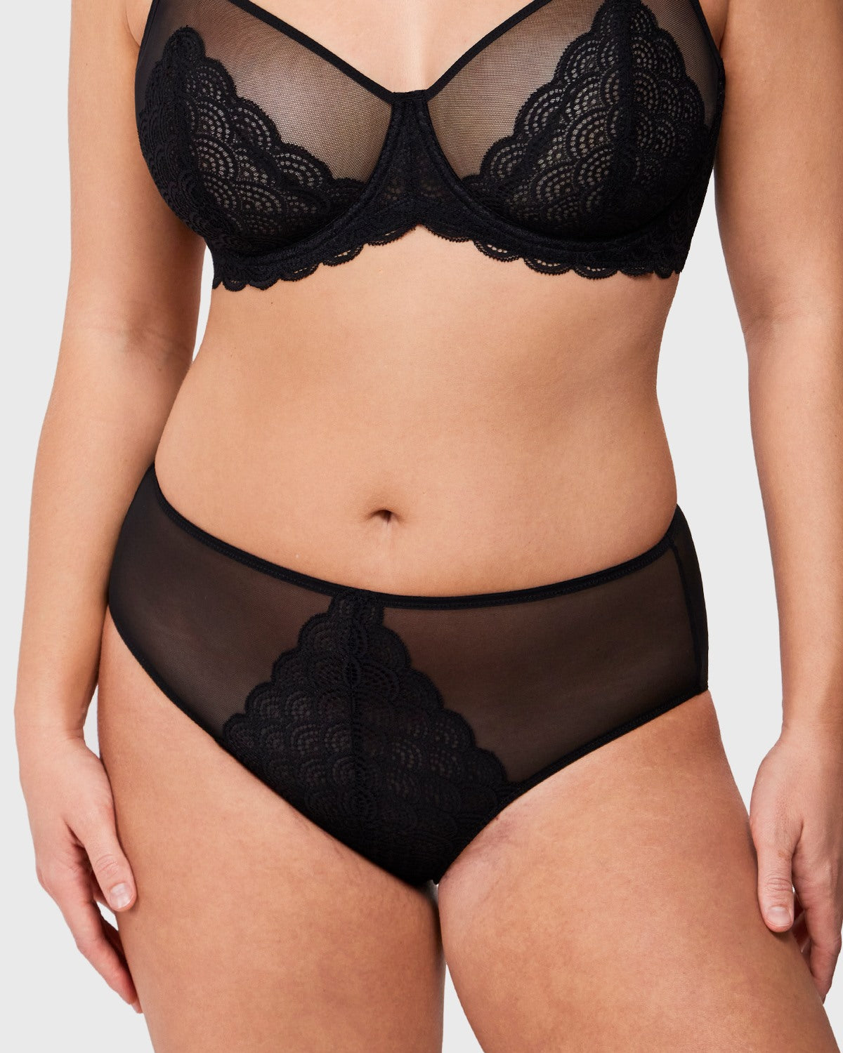 Mermaid High-Rise Black Lace Brief Underwear - HSIA