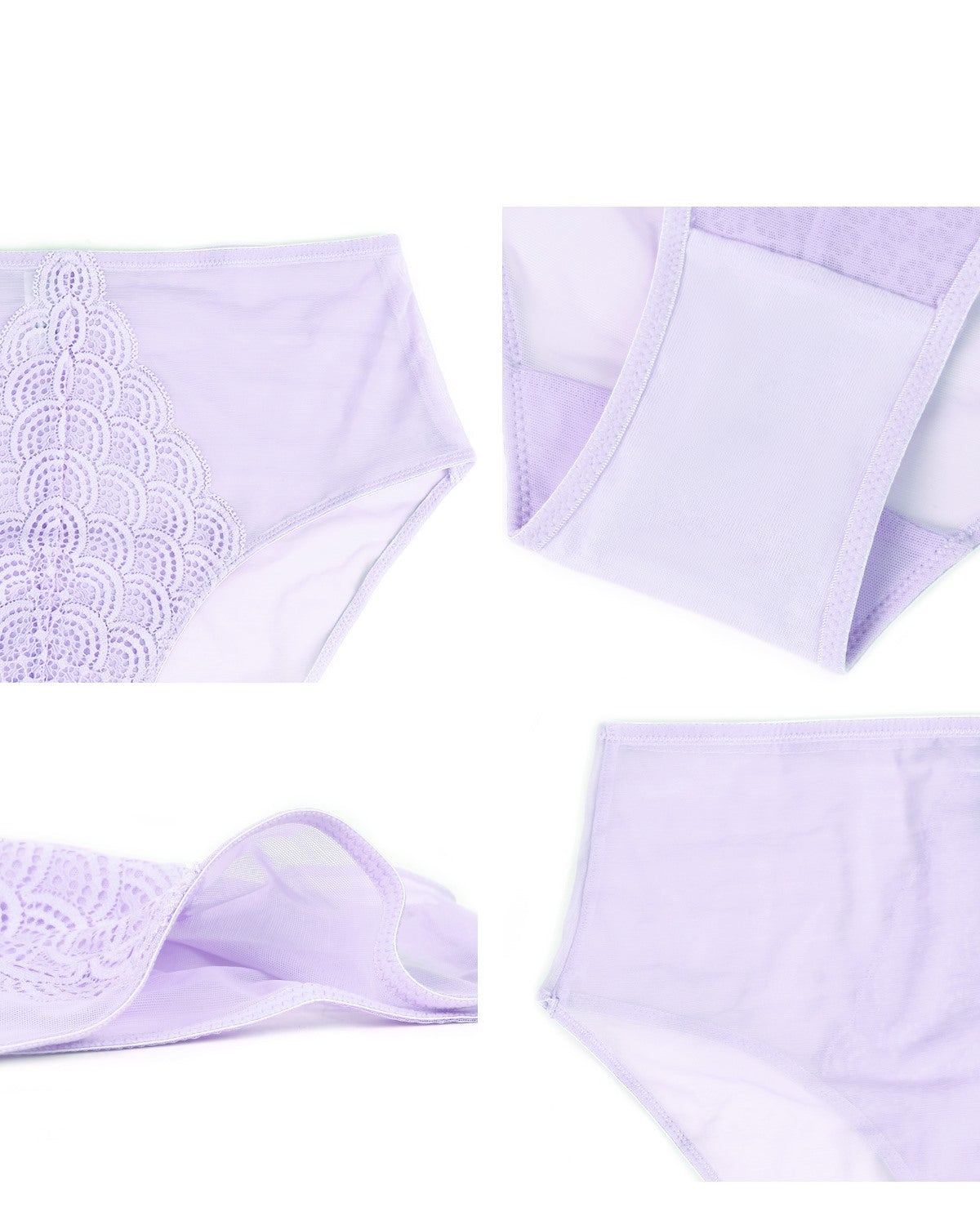 Mermaid High-Rise Light Purple Lace Brief Underwear - HSIA