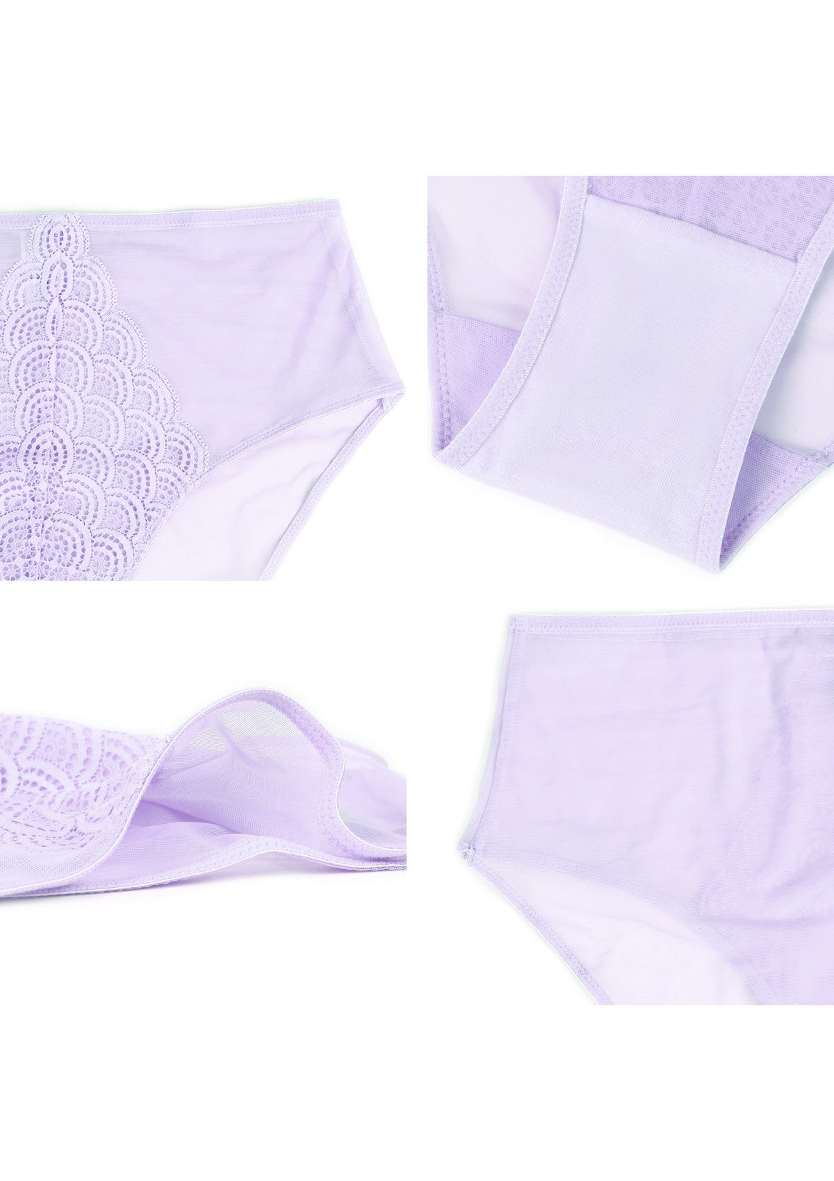 Mermaid High-Rise Light Purple Lace Brief Underwear - HSIA