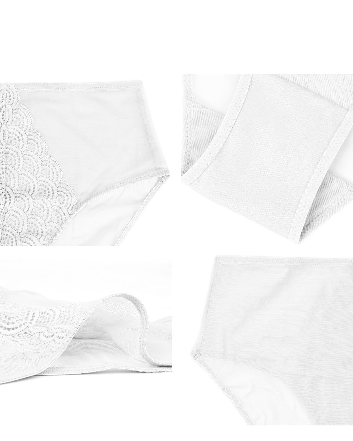 Mermaid High-Rise White Lace Brief Underwear - HSIA