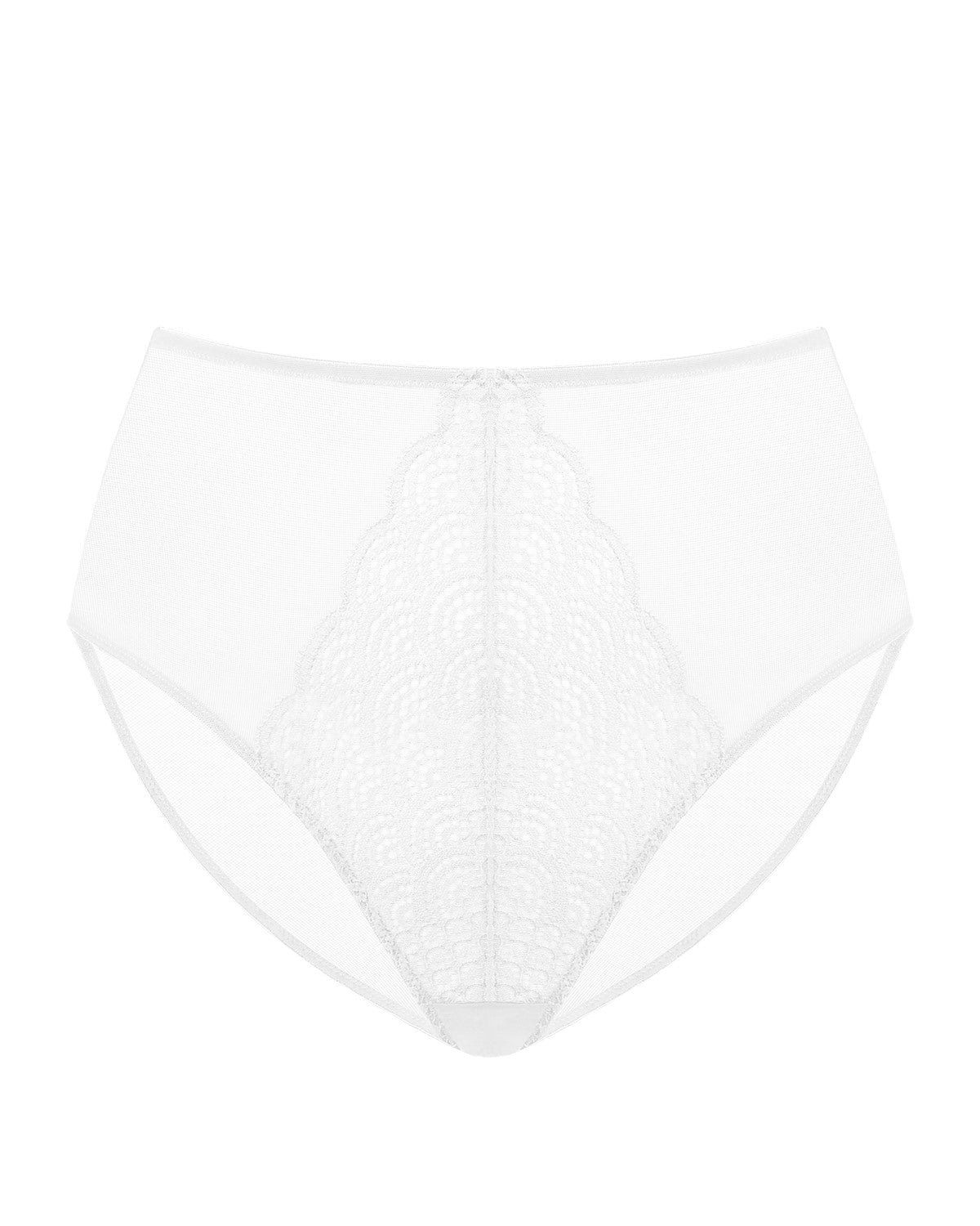 Mermaid High-Rise White Lace Brief Underwear - HSIA