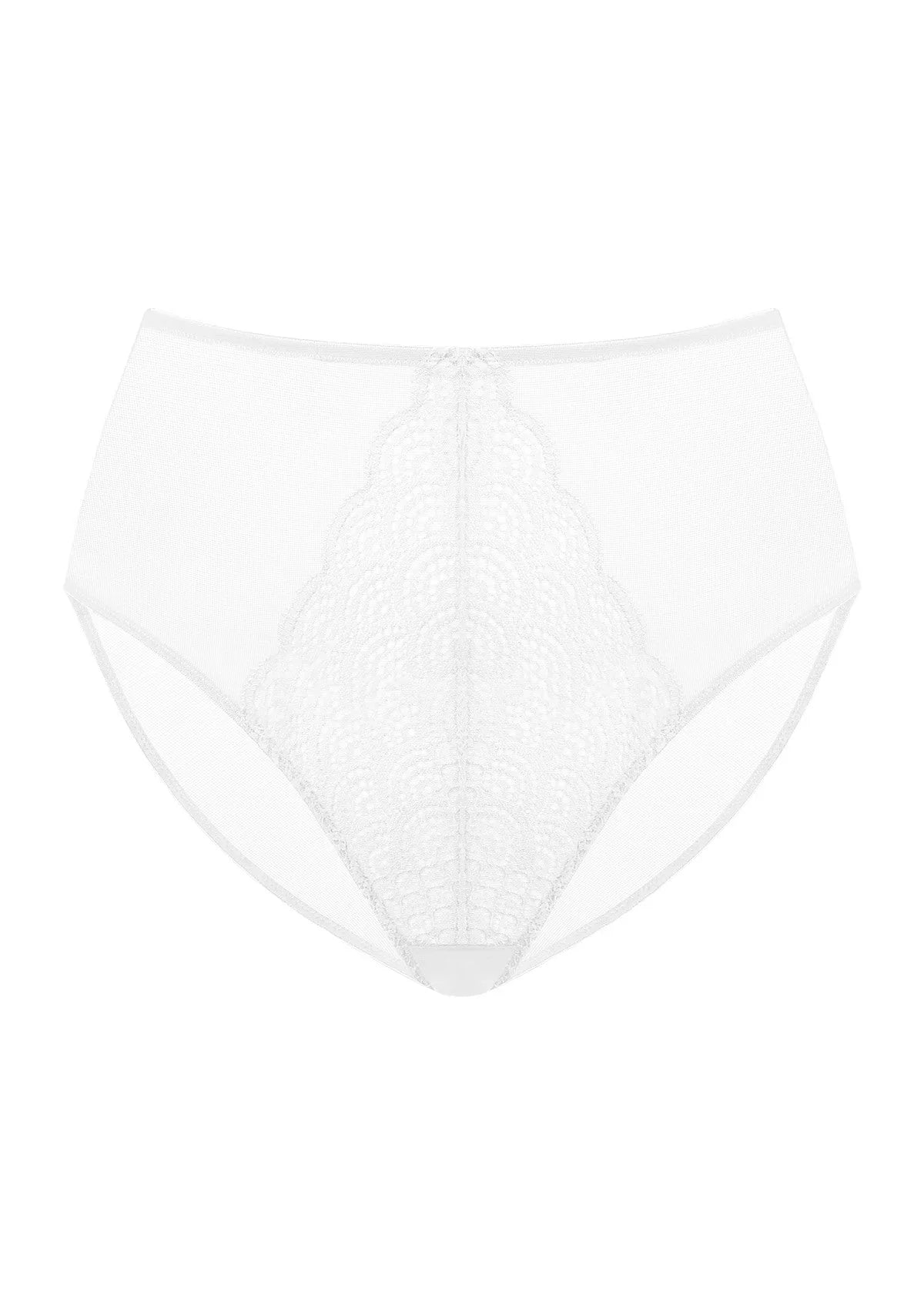 Mermaid High-Rise White Lace Brief Underwear - HSIA