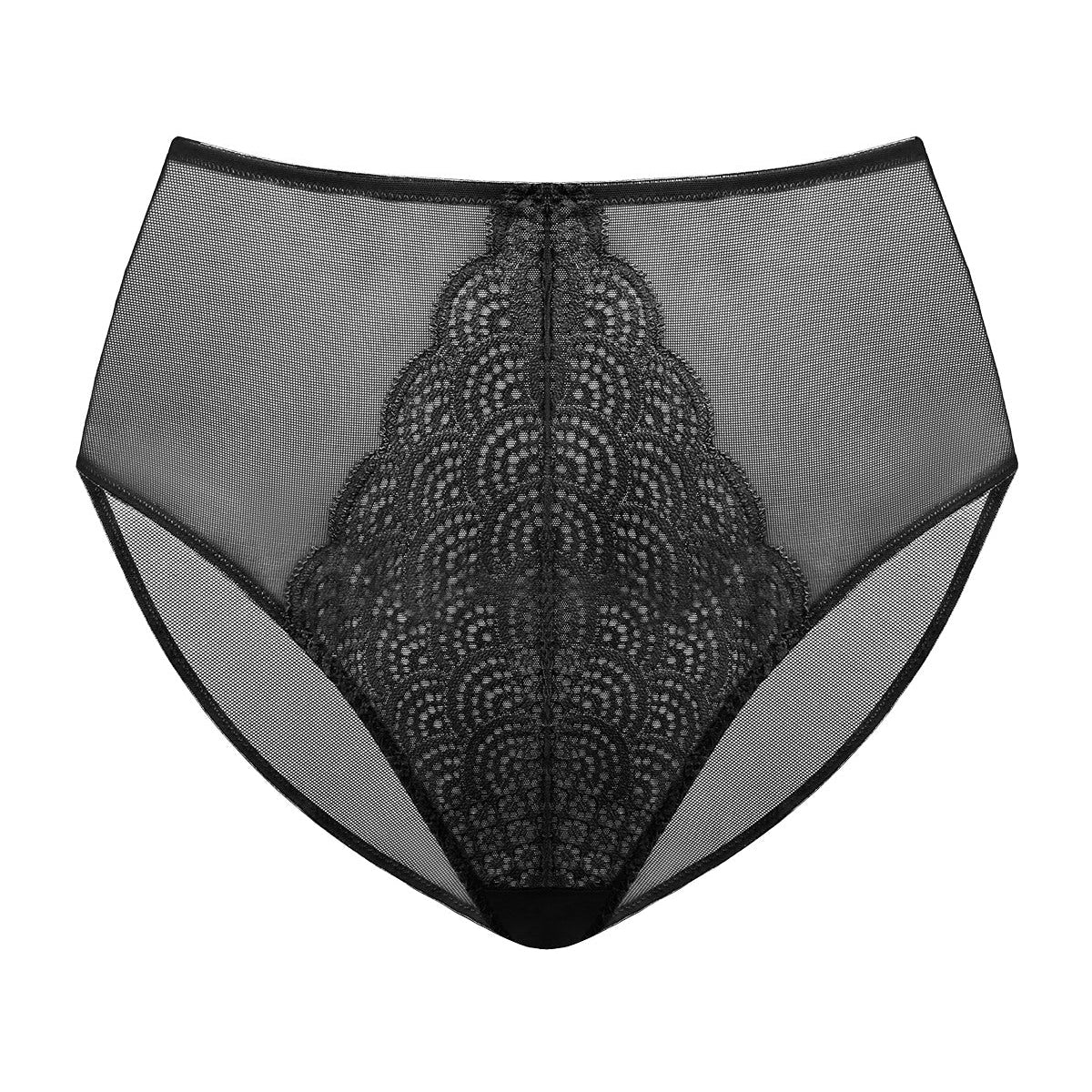 Songful Mermaid High-Rise Black Lace Brief Underwear - HSIA