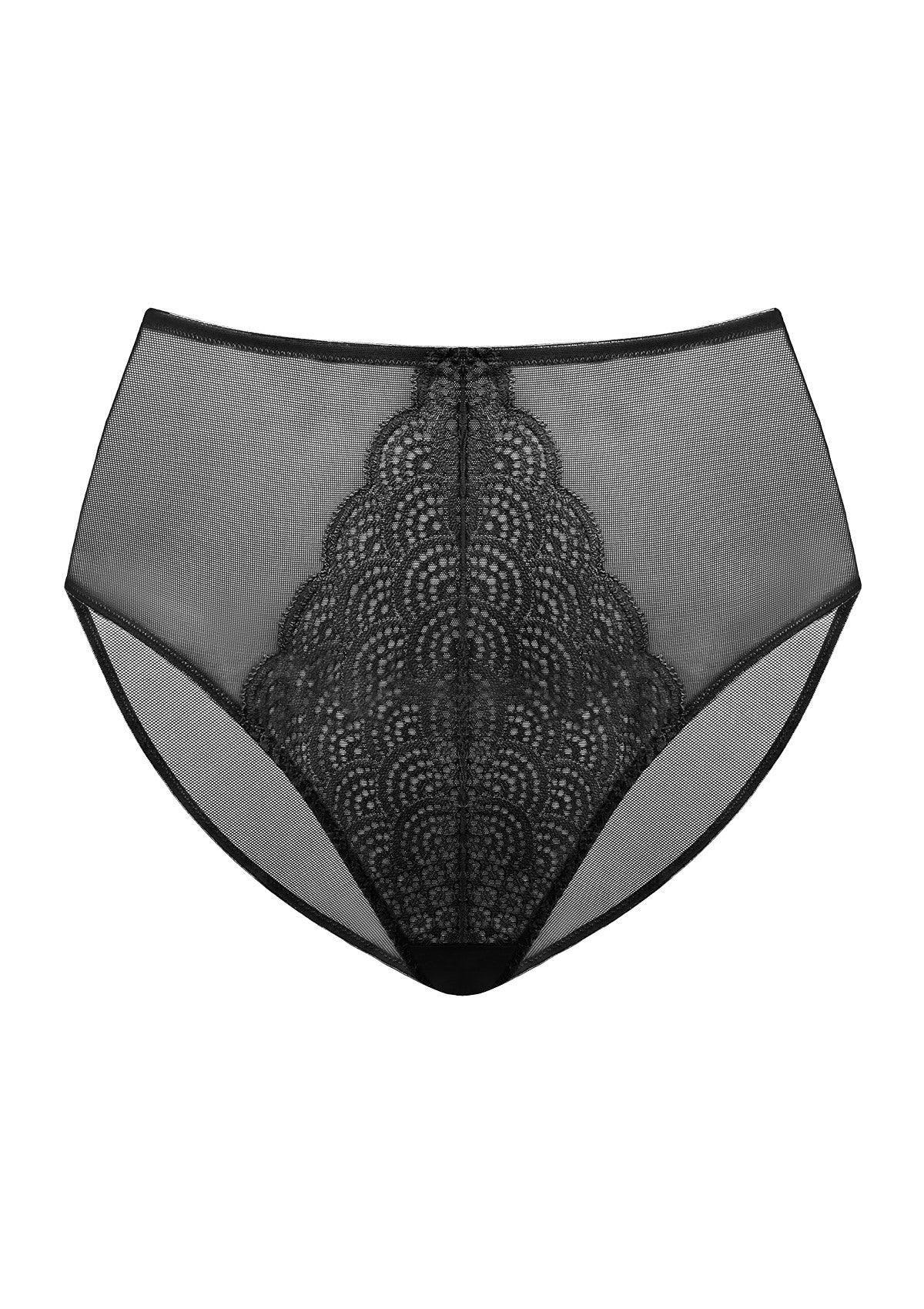 Songful Mermaid High-Rise Black Lace Brief Underwear - HSIA