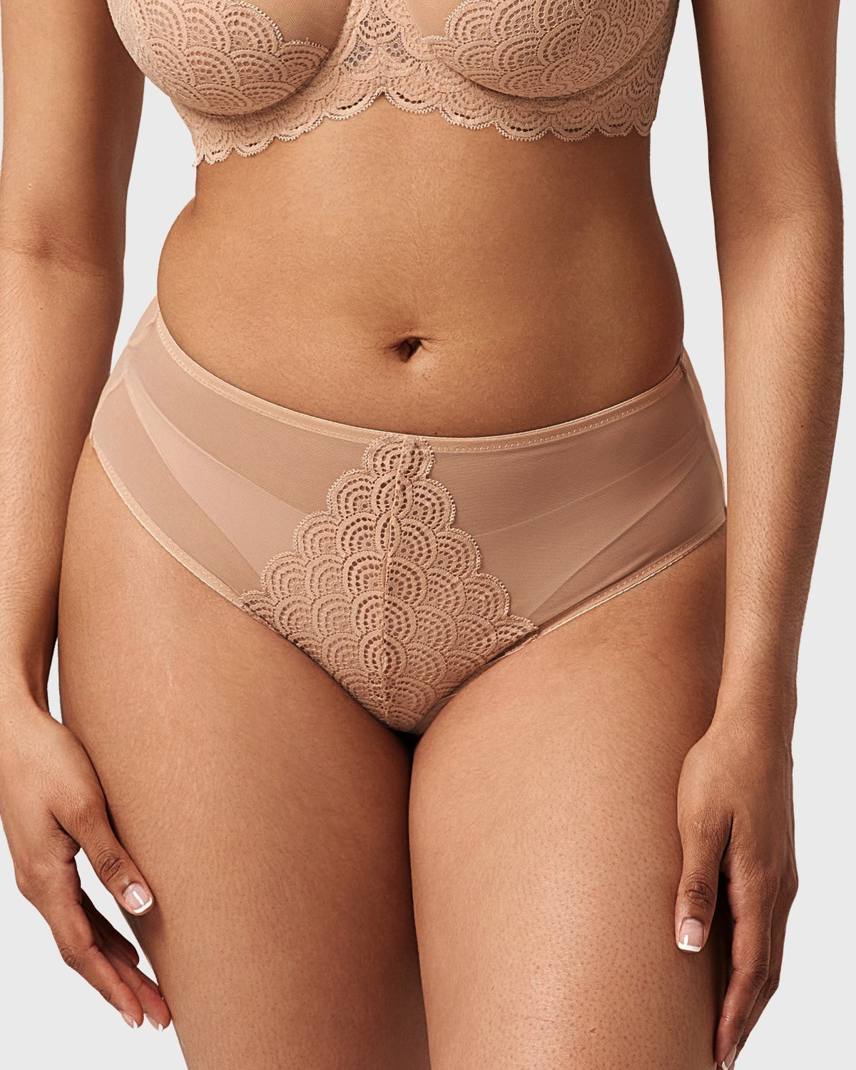 Mermaid High-Rise Natural Nude Lace Brief Underwear - HSIA