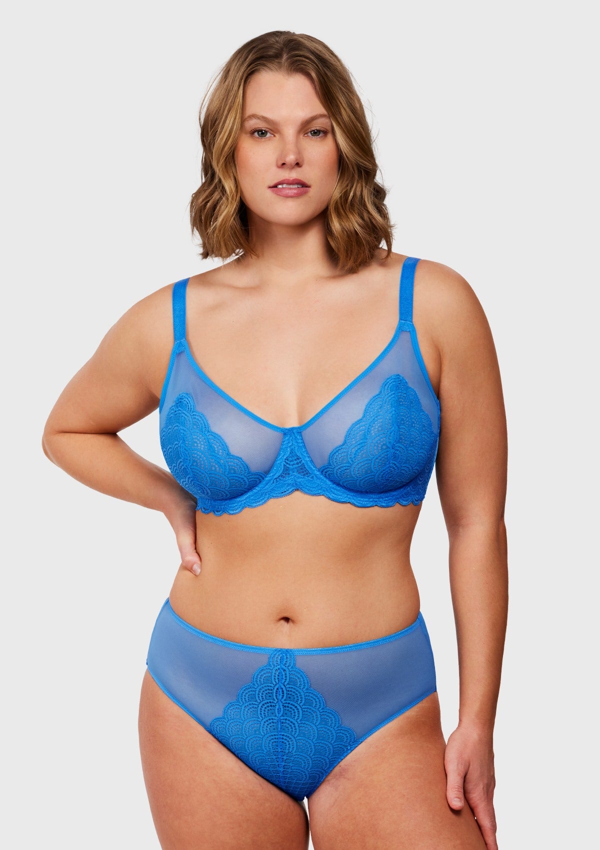 (Cardi B recommends)Mermaid Scales Lace Azure Sky Unlined Bra - HSIA