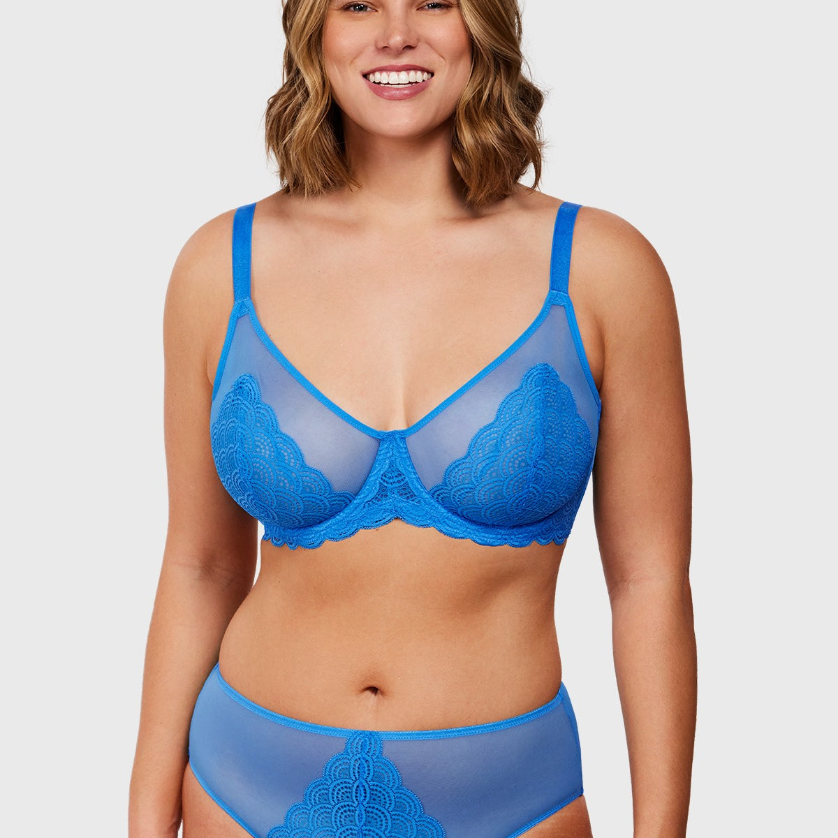 (Cardi B recommends)Mermaid Scales Lace Azure Sky Unlined Bra - HSIA
