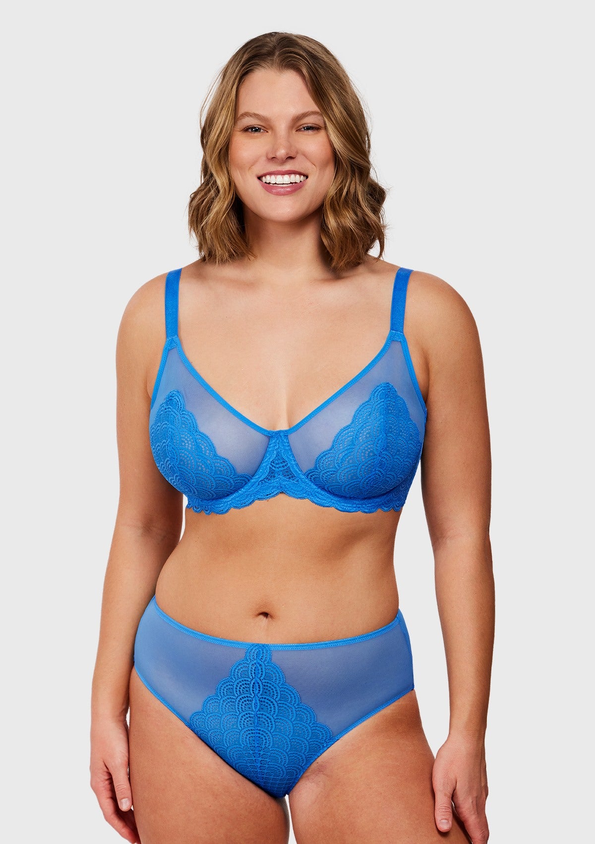 (Cardi B recommends)Mermaid Scales Lace Azure Sky Unlined Bra - HSIA