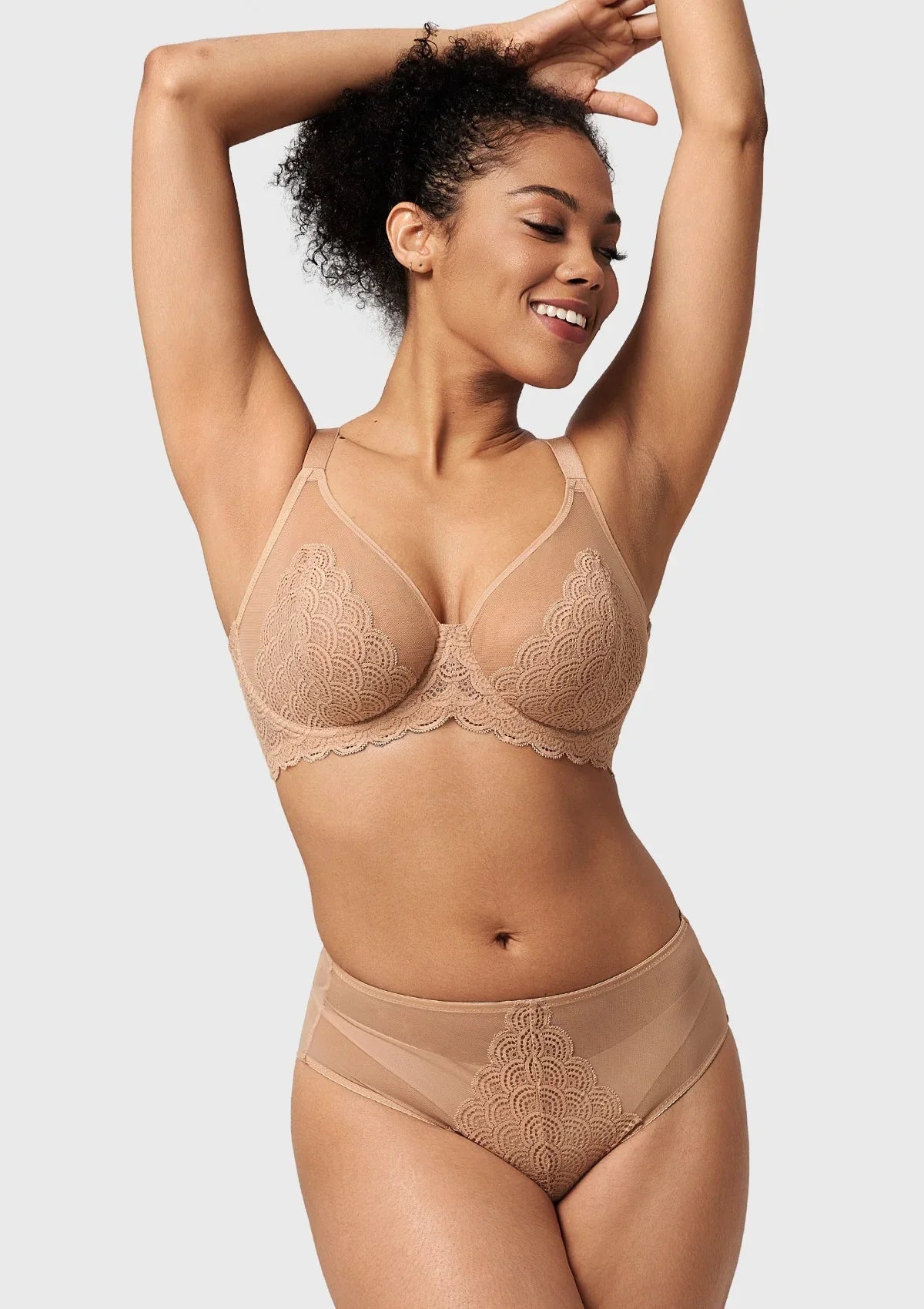 (Cardi B recommends)Mermaid Scales Lace Beige Unlined Underwire Bra - HSIA