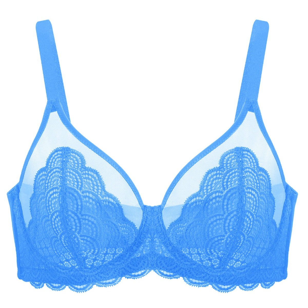 (Cardi B recommends)Mermaid Scales Lace Azure Sky Unlined Bra - HSIA