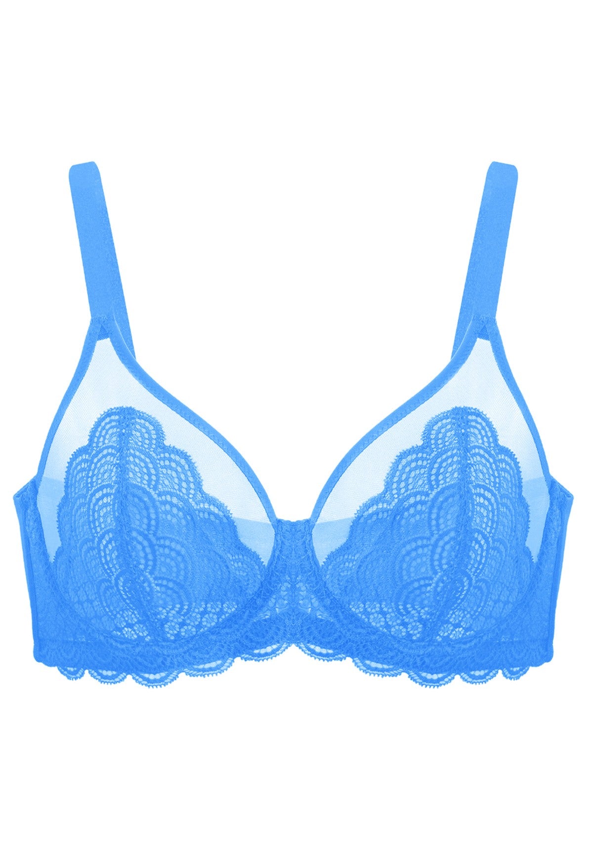 (Cardi B recommends)Mermaid Scales Lace Azure Sky Unlined Bra - HSIA