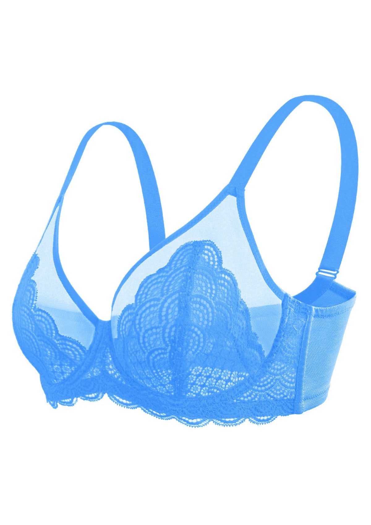 (Cardi B recommends)Mermaid Scales Lace Azure Sky Unlined Bra - HSIA