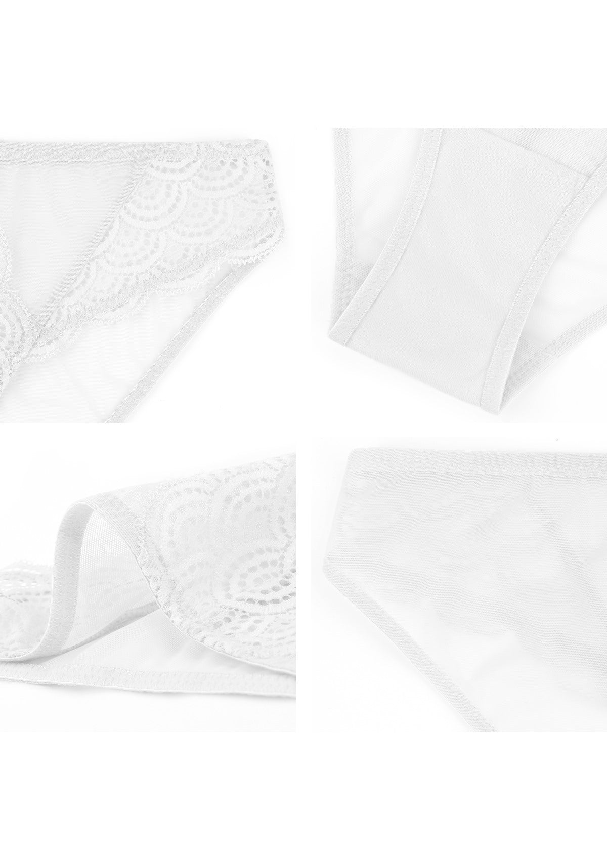 Mermaid Scales Soft Lace Mid-Rise Bikini Underwear - HSIA