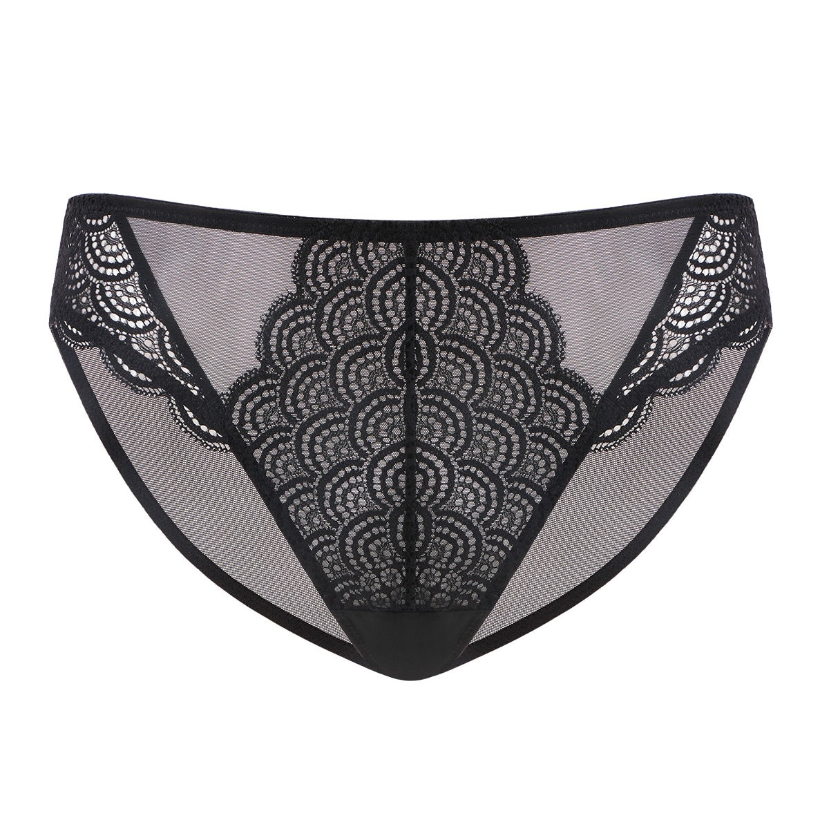 Mermaid Scales Soft Lace Mid-Rise Bikini Underwear - HSIA