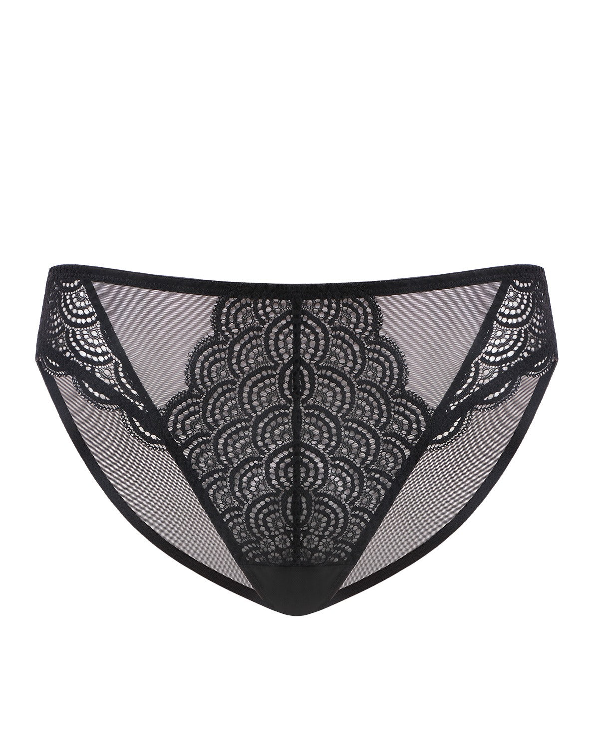 Mermaid Scales Soft Lace Mid-Rise Bikini Underwear - HSIA