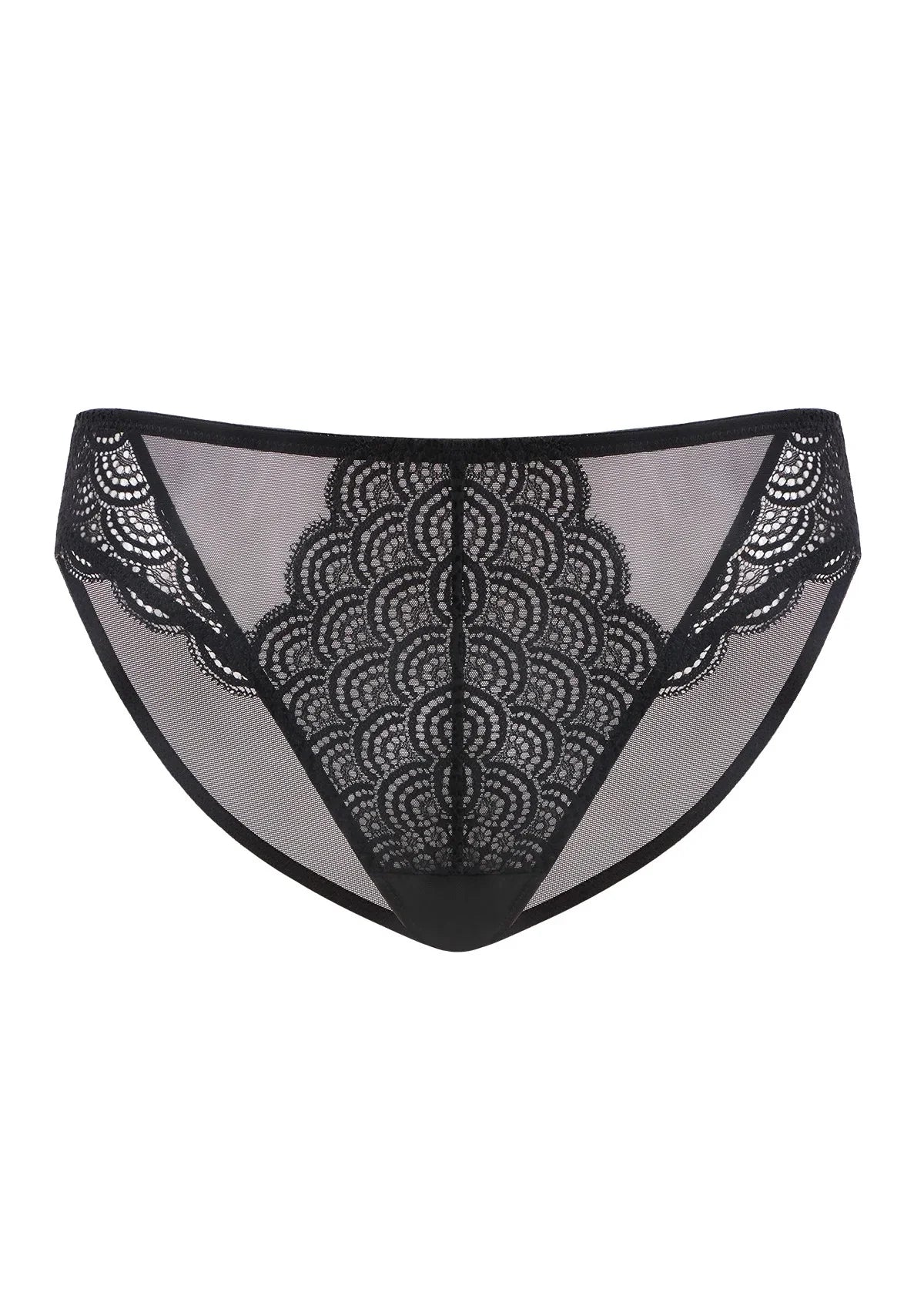 Mermaid Scales Soft Lace Mid-Rise Bikini Underwear - HSIA