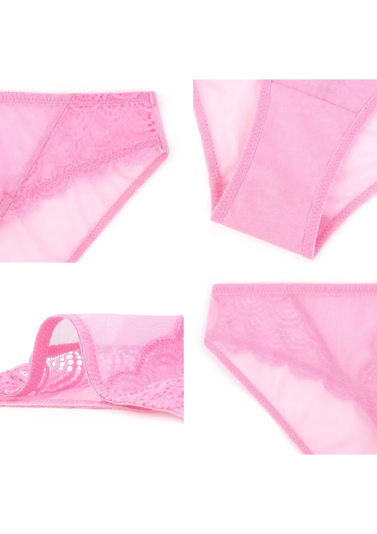 Mermaid Scales Soft Lace Mid-Rise Bikini Underwear - HSIA