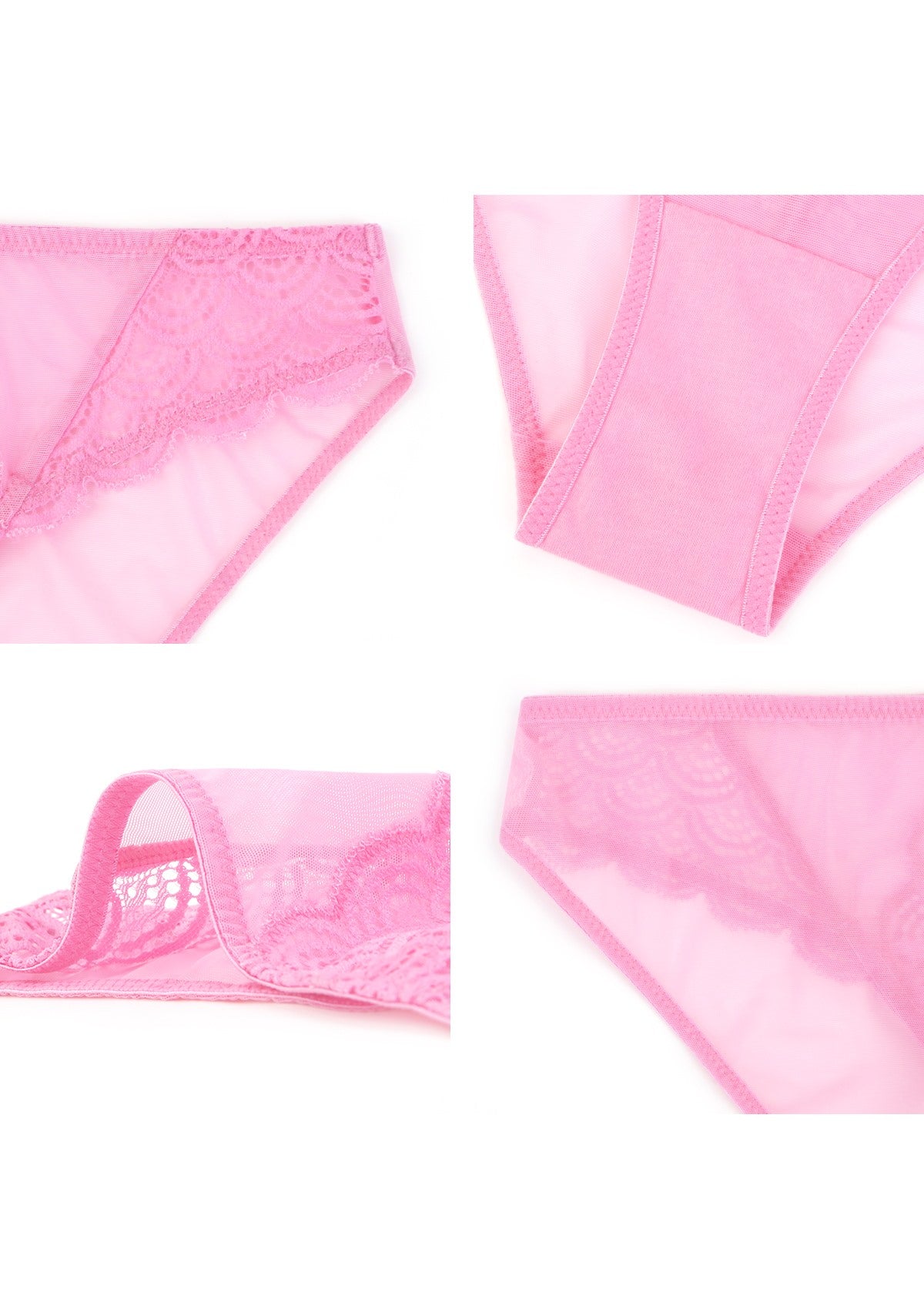 Mermaid Scales Soft Lace Mid-Rise Bikini Underwear - HSIA