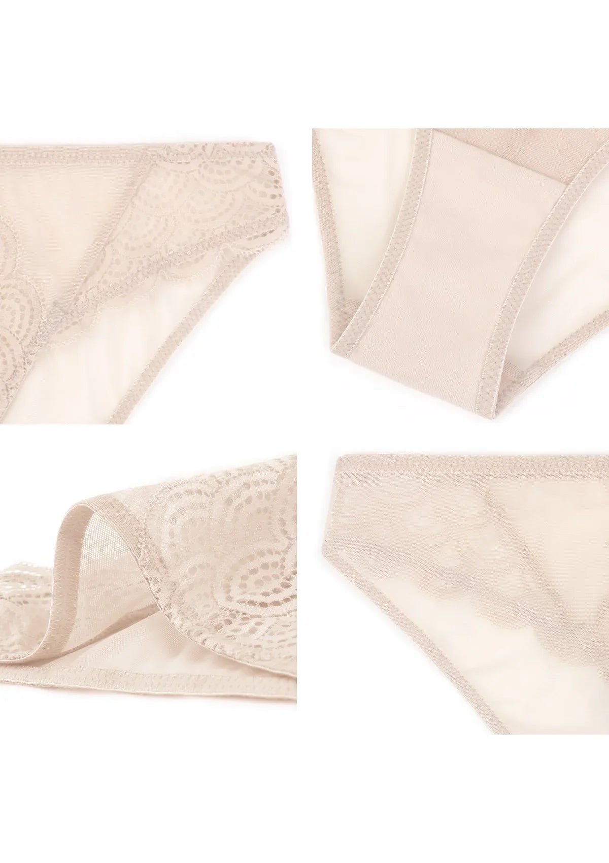 Mermaid Scales Soft Lace Mid-Rise Bikini Underwear - HSIA