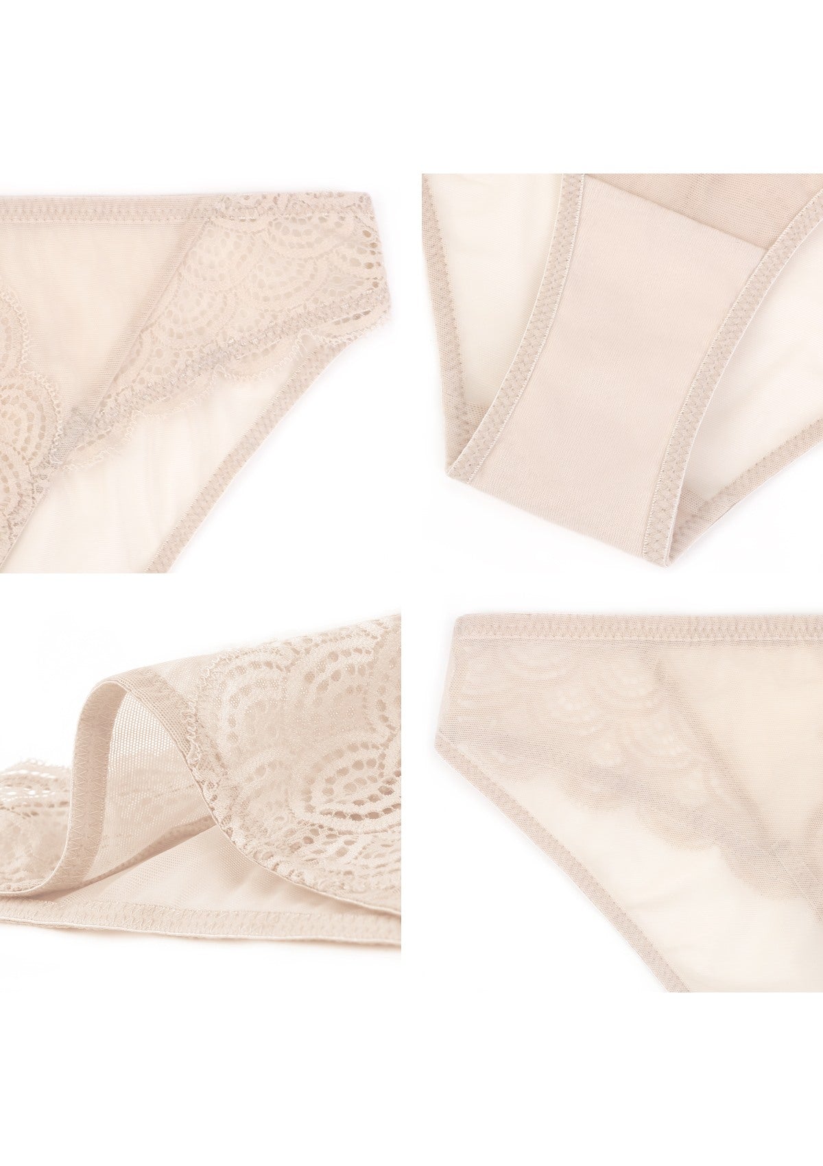 Mermaid Scales Soft Lace Mid-Rise Bikini Underwear - HSIA