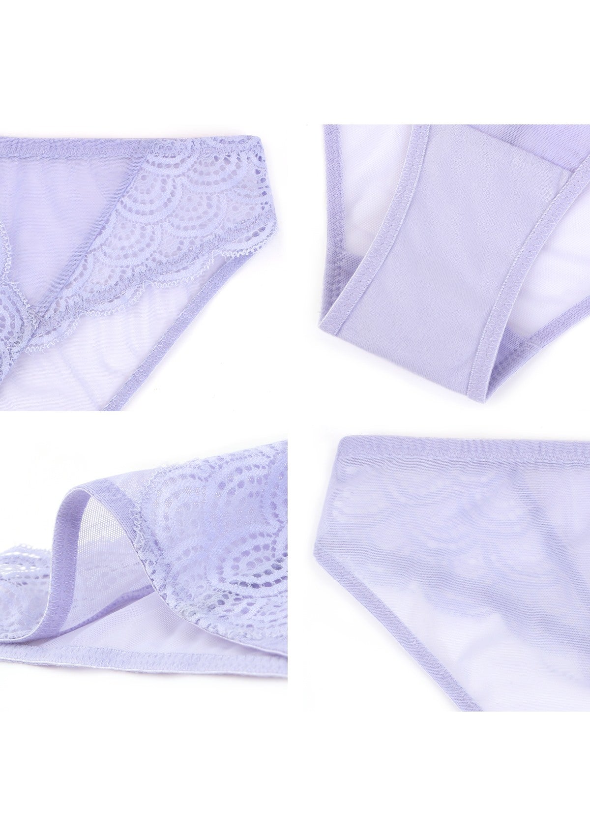 Mermaid Scales Soft Lace Mid-Rise Bikini Underwear - HSIA