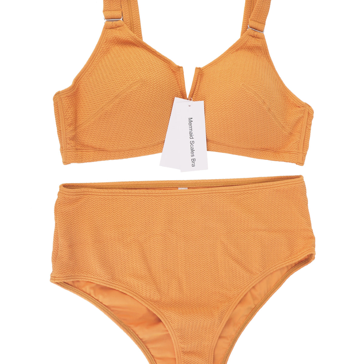 Mermaid Scales Bra V-wire Plunge Textured Two-piece Bikini Set - HSIA