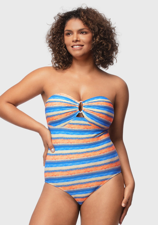 Songful Multiway Multi-colored Striped One-piece Swimsuit