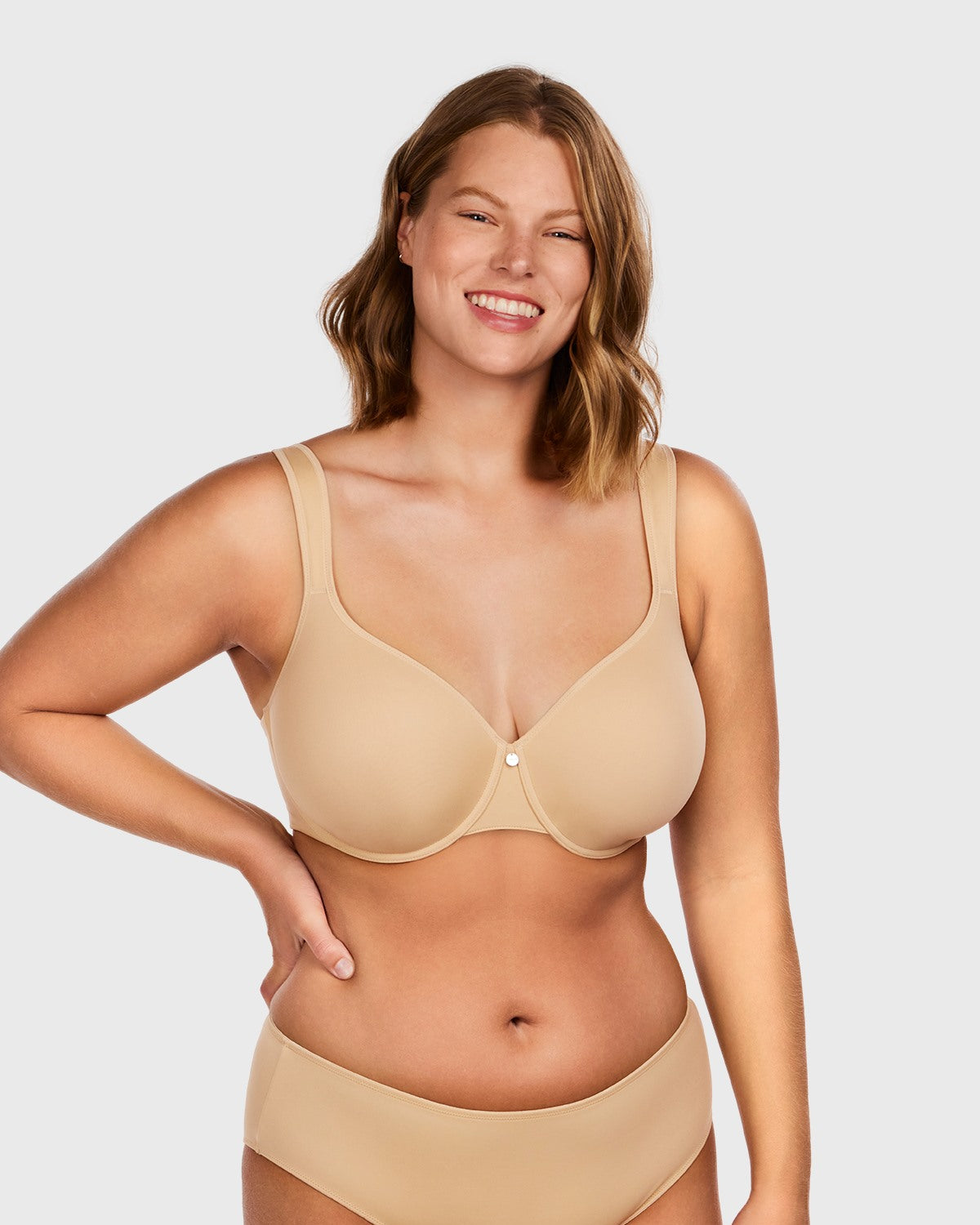 Patricia T-shirt Beige Lightly Padded Underwire Minimizer Bra - HSIA