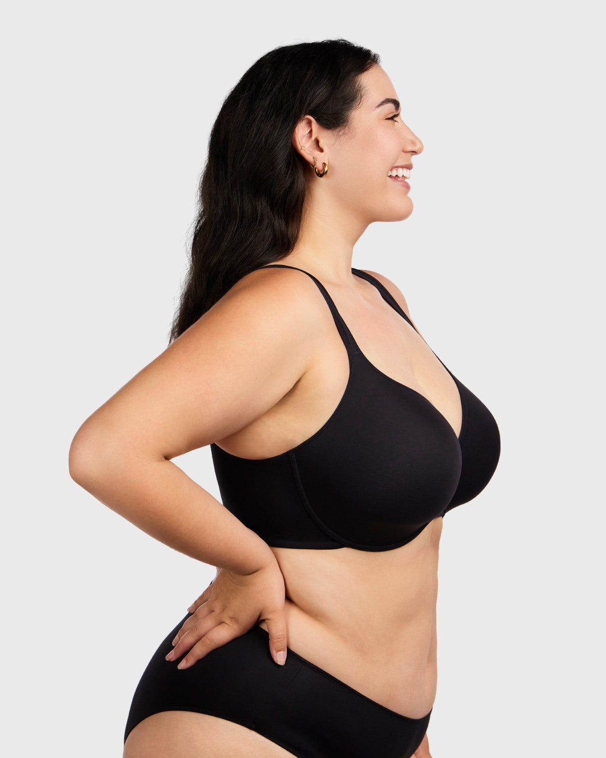 Patricia T-shirt Black Lightly Padded Underwire Minimizer Bra - HSIA