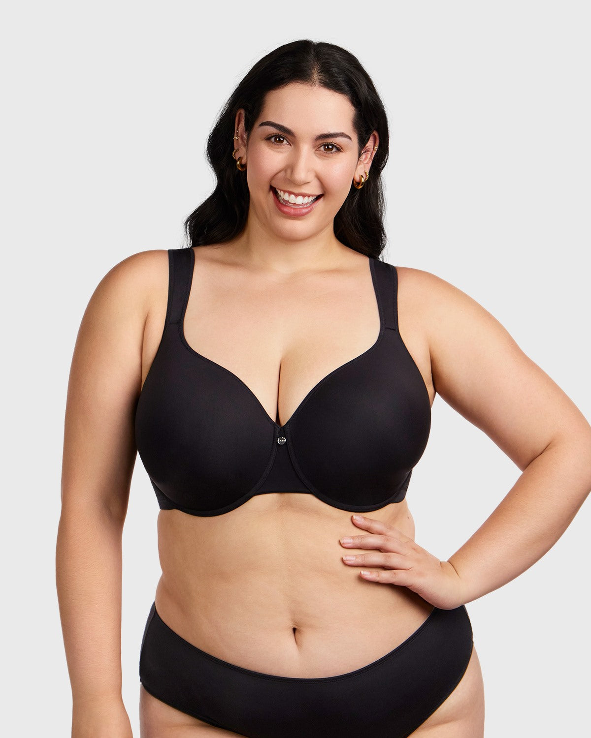 Patricia T-shirt Black Lightly Padded Underwire Minimizer Bra - HSIA