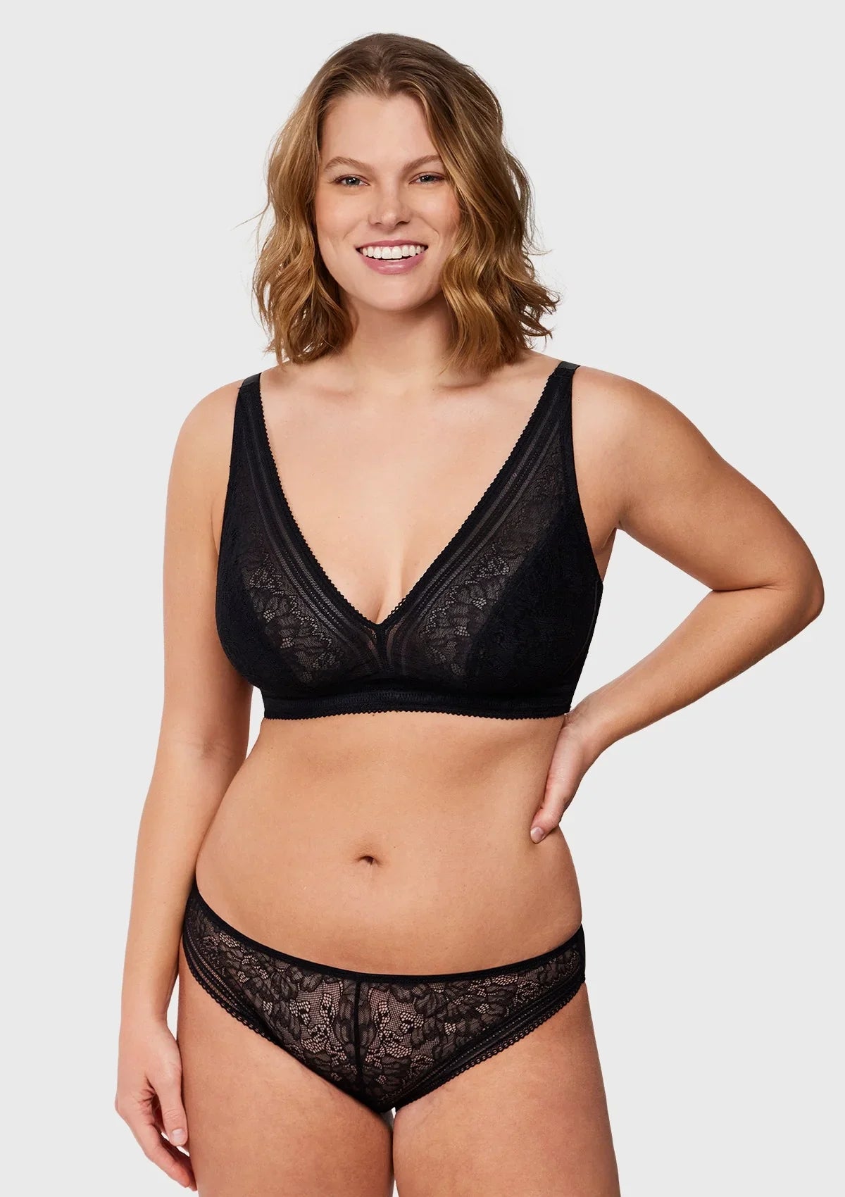 Peony Deep V Lace Wireless Unlined Bralette - HSIA