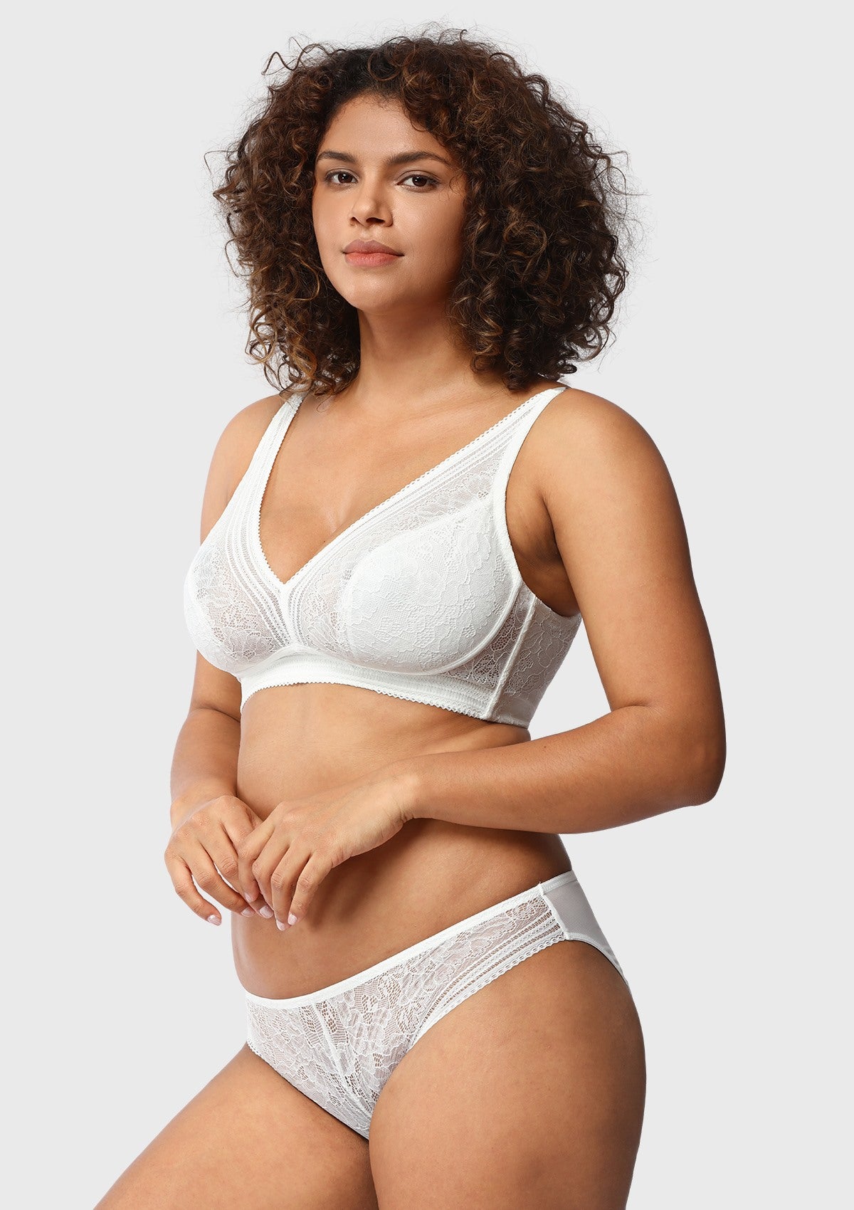 Peony Deep V Lace Wireless Unlined Bralette - HSIA