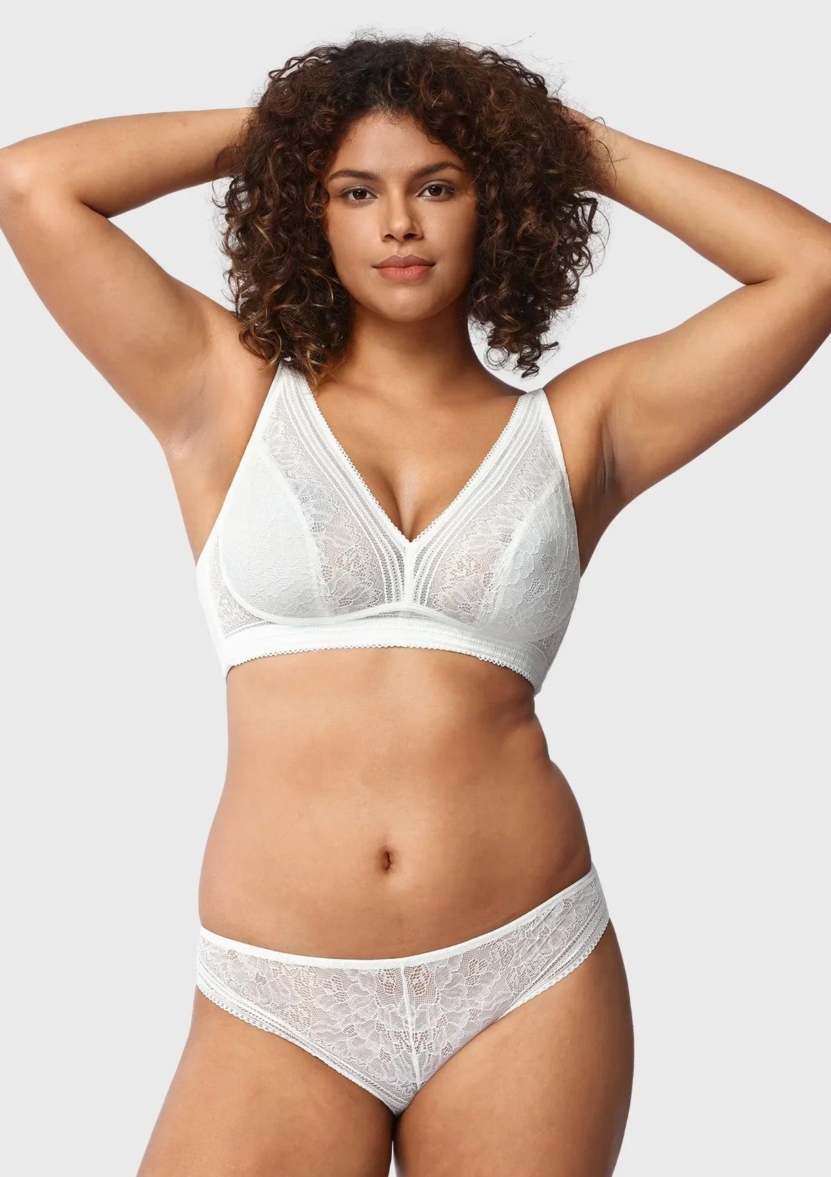 Peony Deep V Lace Wireless Unlined Bralette - HSIA